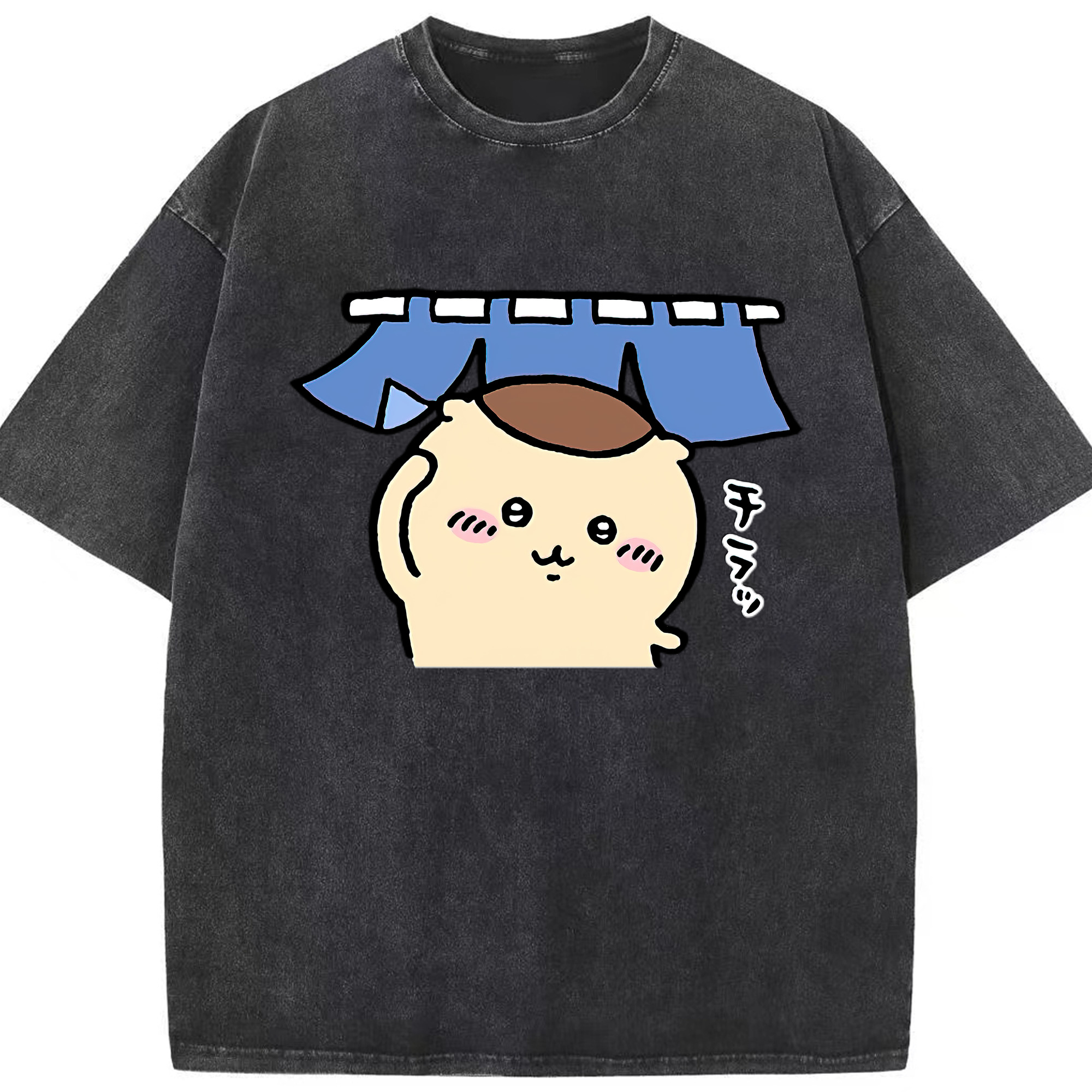 （画像用） ちいかわ くりまんじゅう Chii-kawa kuri manjū 綿100% ヴィンテージ風 半袖Tシャツ（フロントプリント）