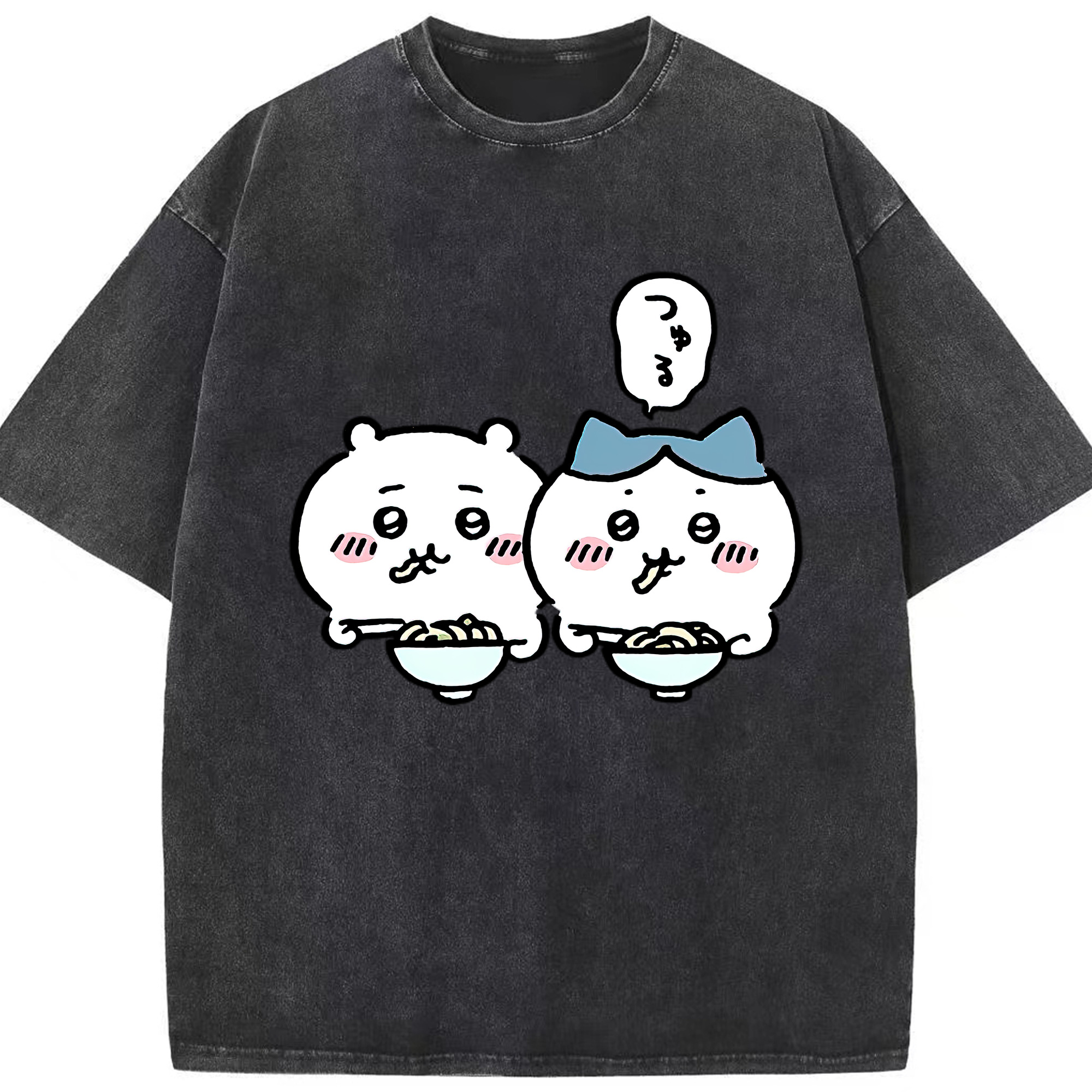 （画像用） ちいかわ ハチワレ Chii-kawa hachiware 綿100% ヴィンテージ風 半袖Tシャツ（フロントプリント）