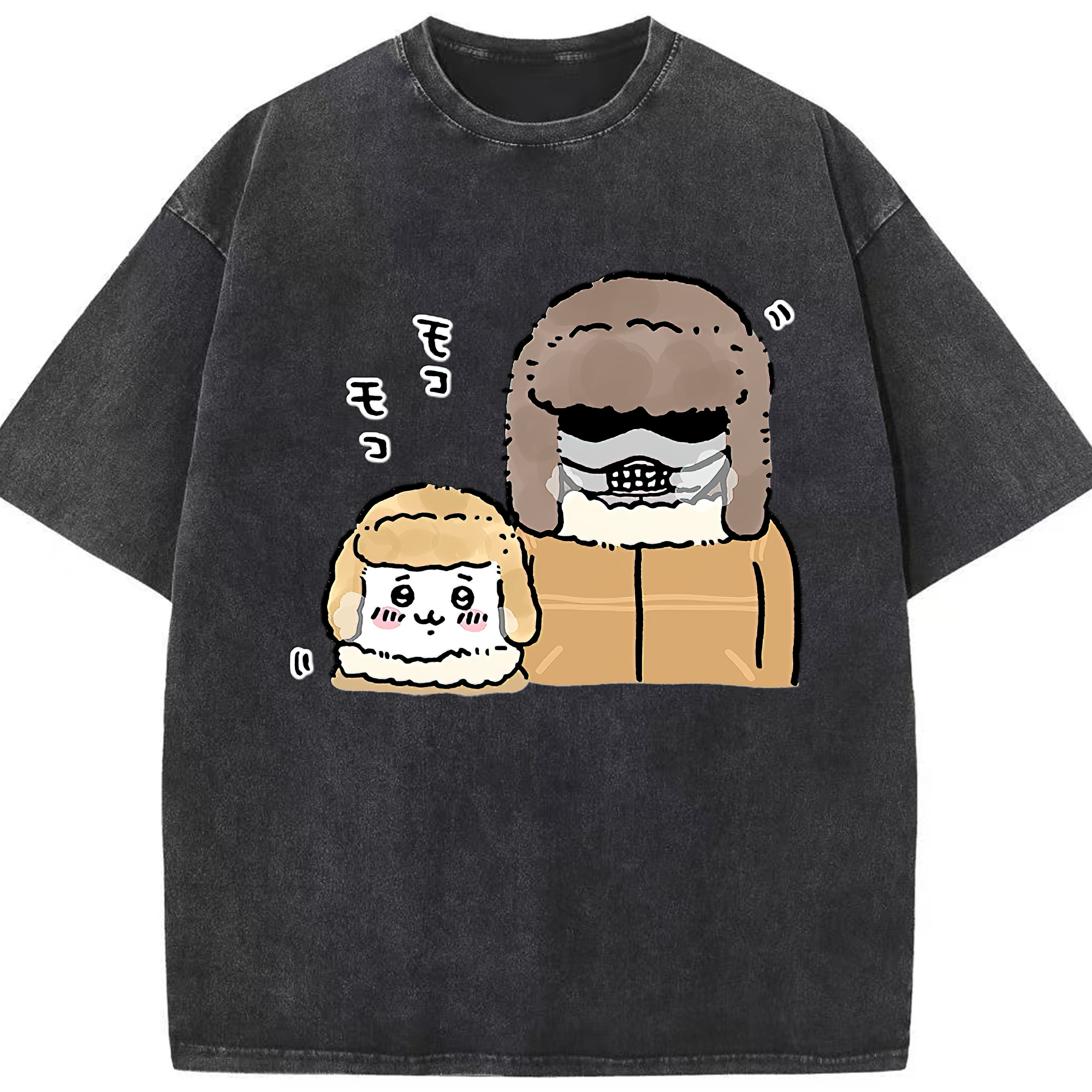 （画像用） ちいかわ 労働の鎧さん Chii-kawa Mr. Armor of Labor 綿100% ヴィンテージ風 半袖Tシャツ（フロントプリント）