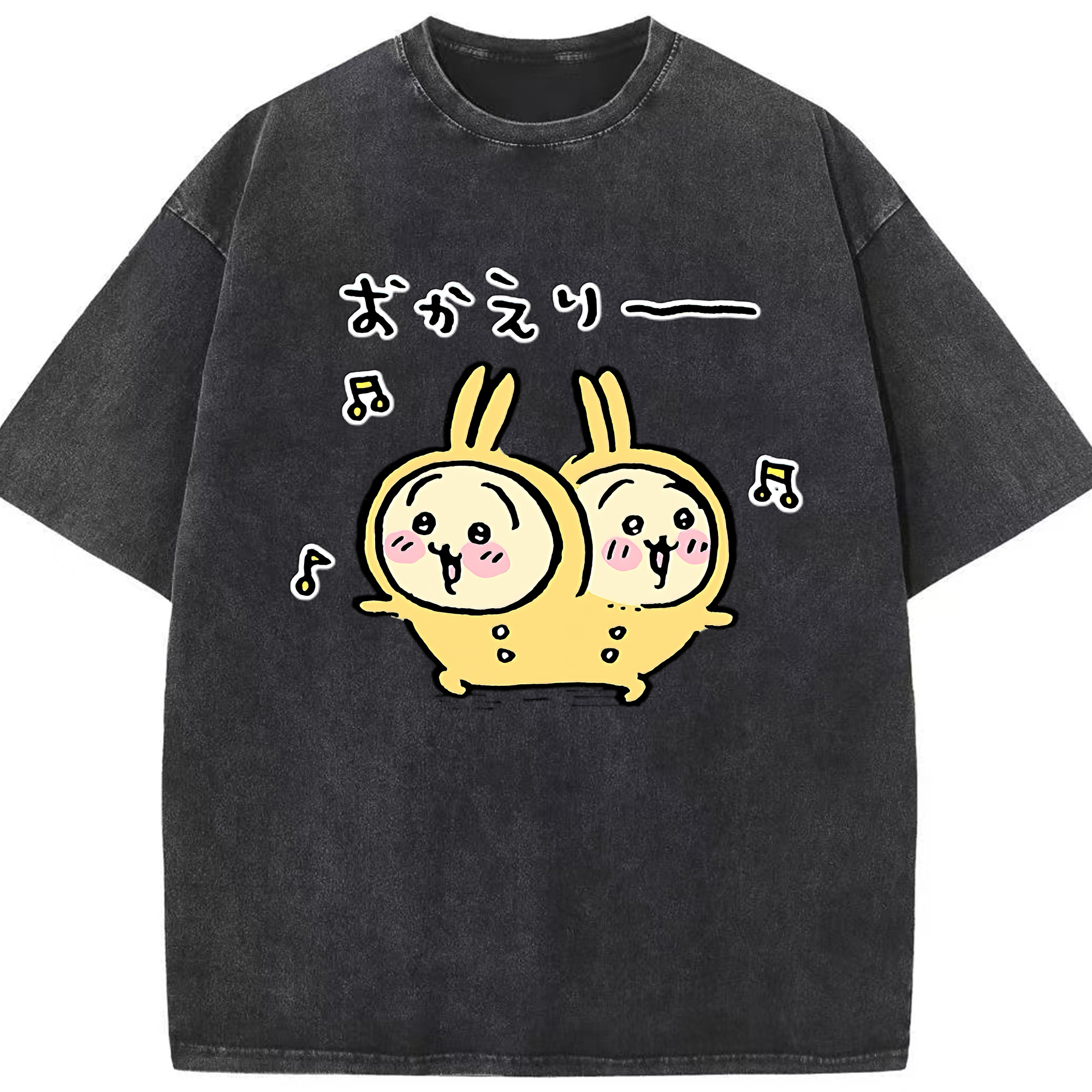 （画像用） ちいかわ うさぎ Chii-kawa usagi 綿100% ヴィンテージ風 半袖Tシャツ（フロントプリント）