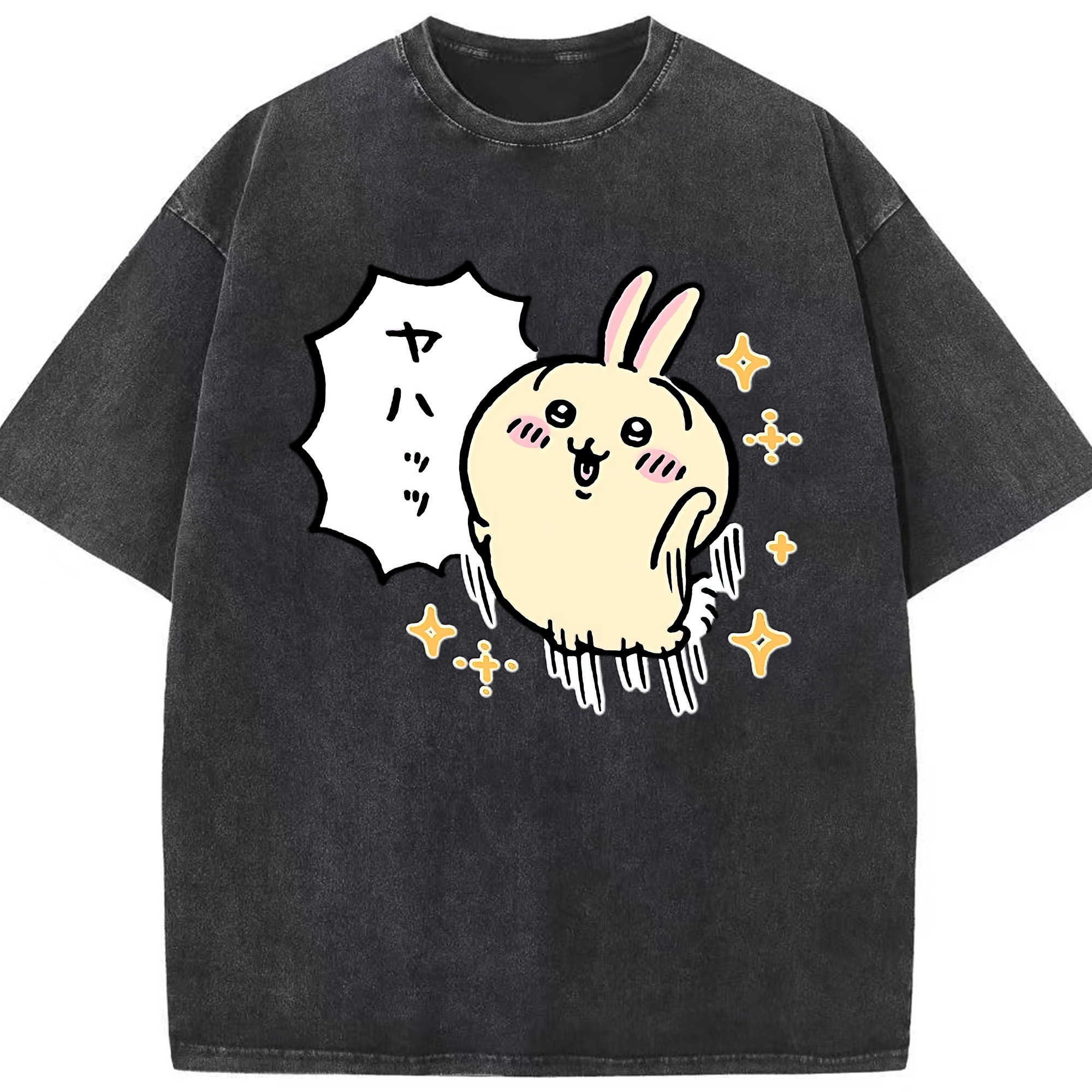 （画像用） ちいかわ うさぎ Chii-kawa usagi 綿100% ヴィンテージ風 半袖Tシャツ（フロントプリント）