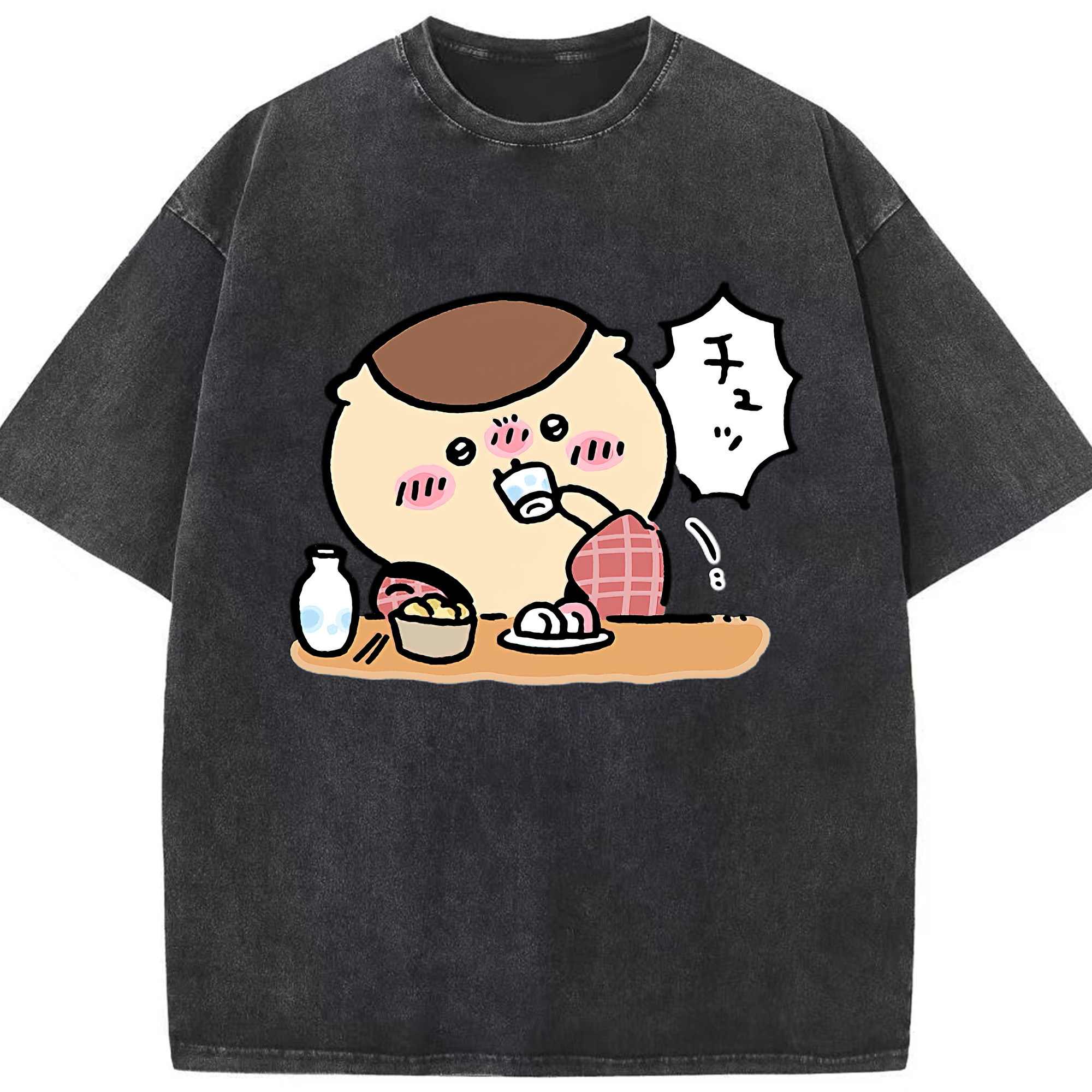 （画像用） ちいかわ くりまんじゅう Chii-kawa kuri manjū 綿100% ヴィンテージ風 半袖Tシャツ（フロントプリント）
