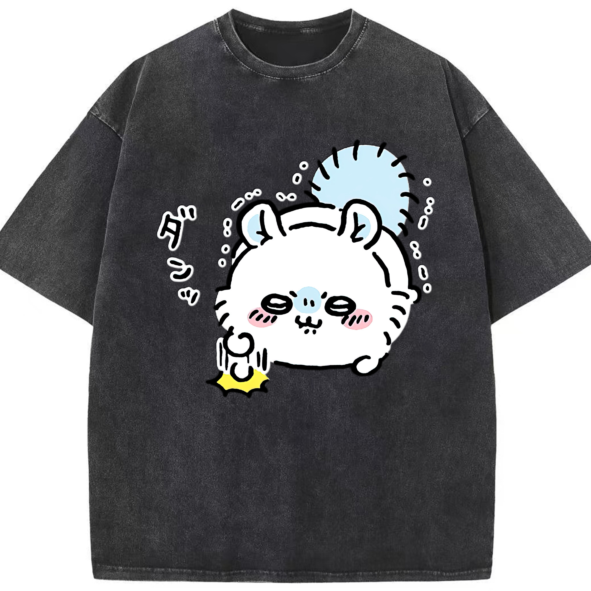 （画像用） ちいかわ モモンガ Chii-kawa Momonga 綿100% ヴィンテージ風 半袖Tシャツ（フロントプリント）