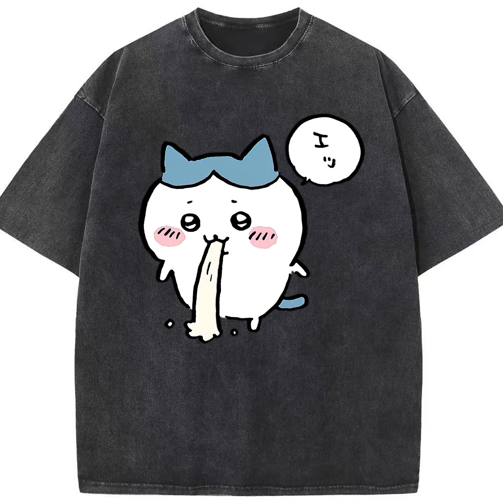 （画像用） ちいかわ ハチワレ Chii-kawa hachiware 綿100% ヴィンテージ風 半袖Tシャツ（フロントプリント）
