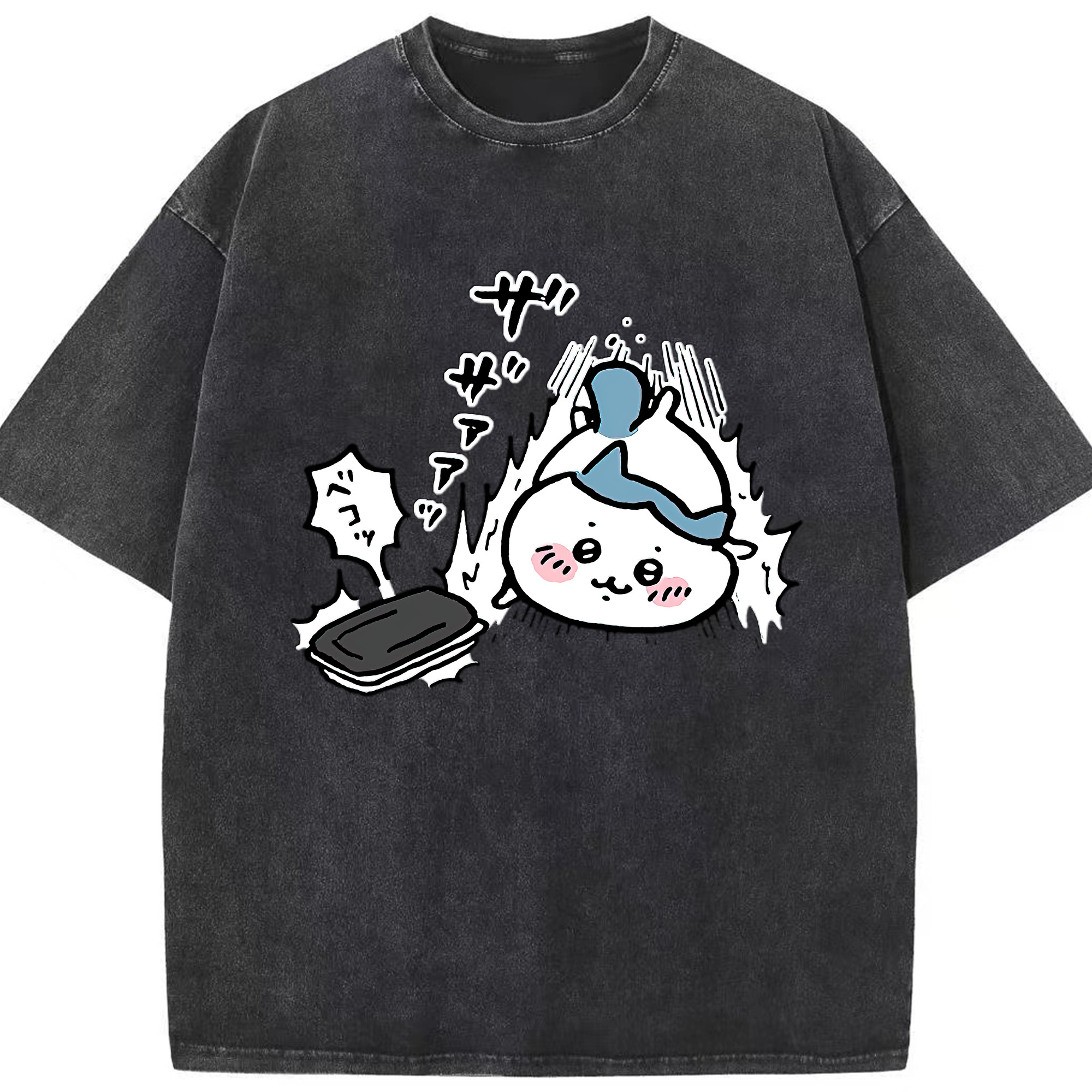 （画像用） ちいかわ ハチワレ Chii-kawa hachiware 綿100% ヴィンテージ風 半袖Tシャツ（フロントプリント）