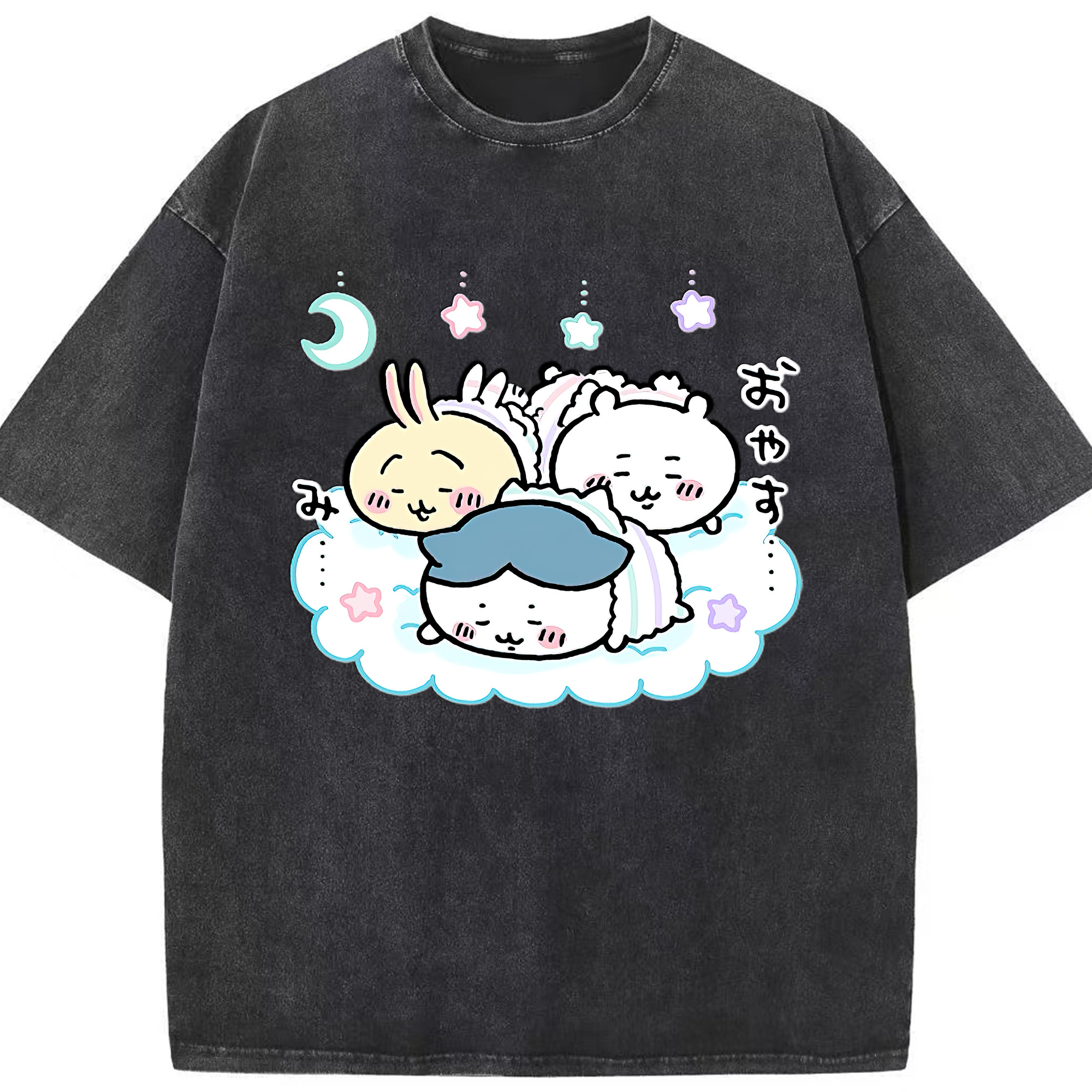 （画像用） ちいかわ ハチワレ Chii-kawa hachiware 綿100% ヴィンテージ風 半袖Tシャツ（フロントプリント）