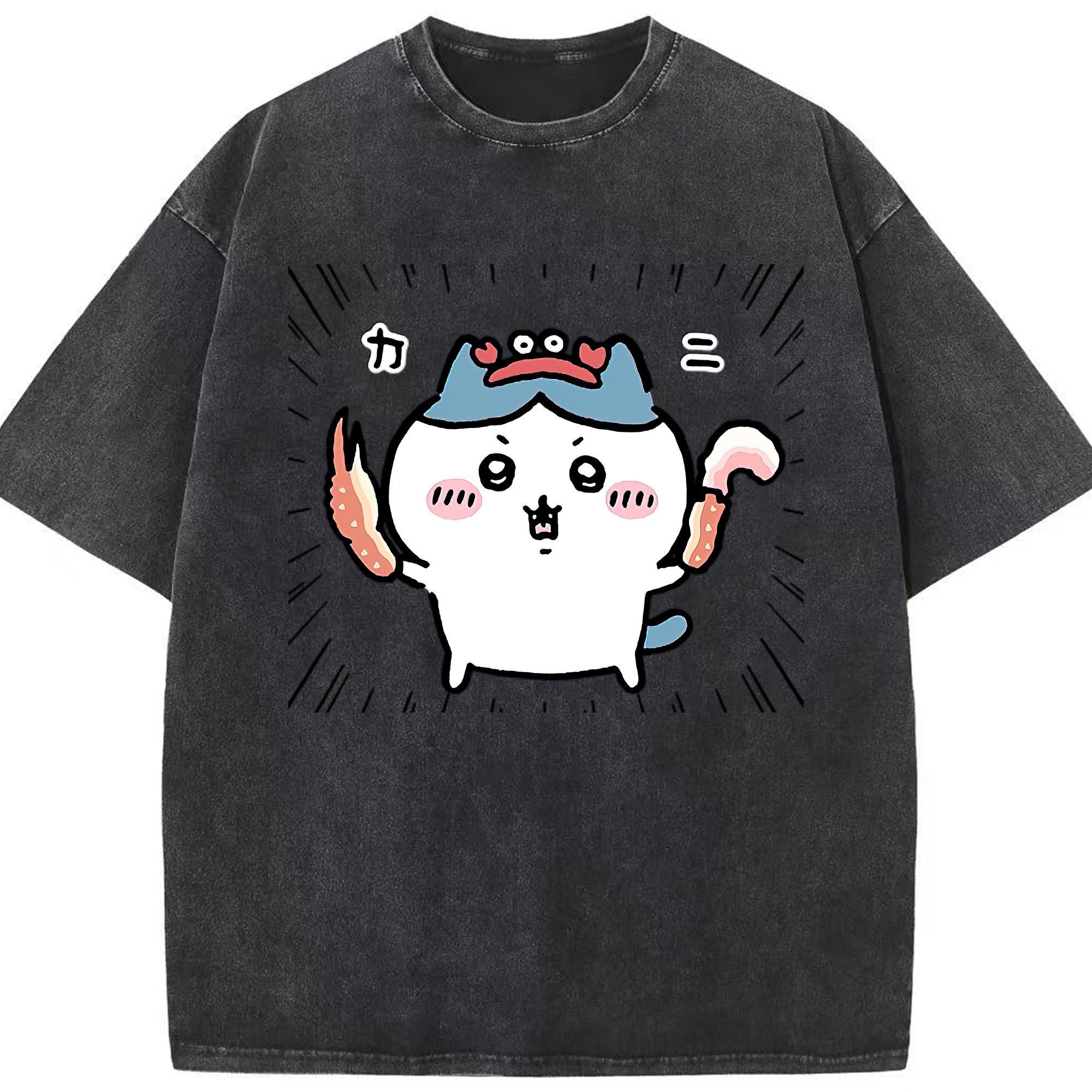 （画像用） ちいかわ ハチワレ Chii-kawa hachiware 綿100% ヴィンテージ風 半袖Tシャツ（フロントプリント）