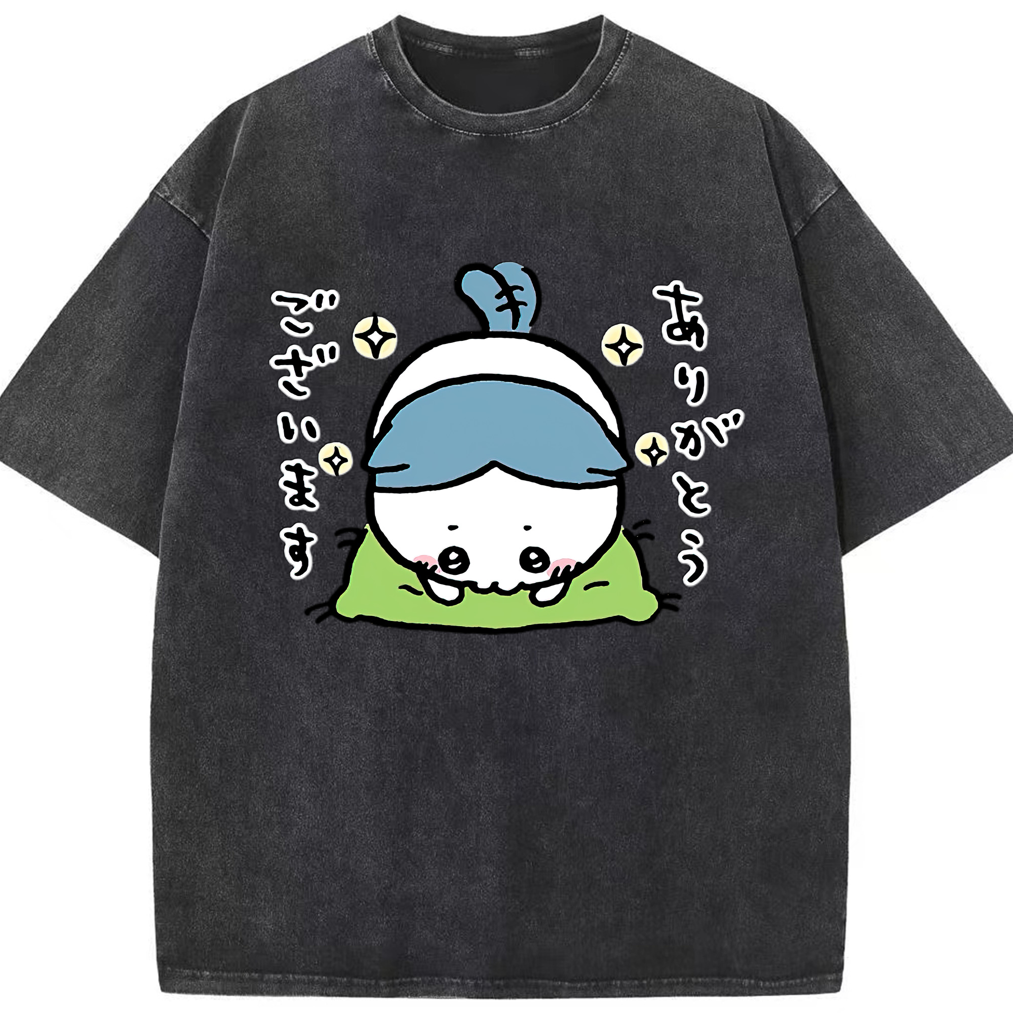 （画像用） ちいかわ ハチワレ Chii-kawa hachiware 綿100% ヴィンテージ風 半袖Tシャツ（フロントプリント）
