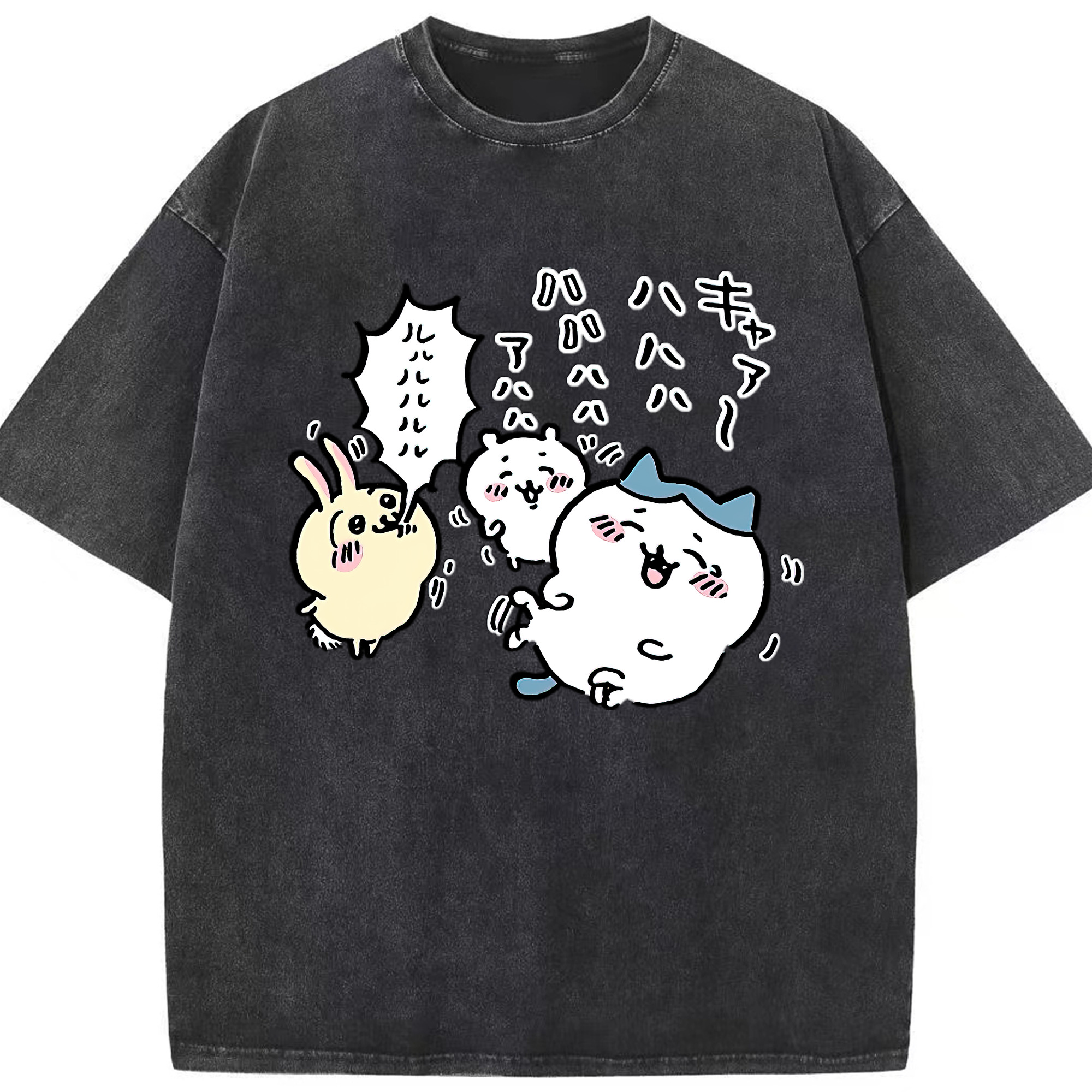 （画像用） ちいかわ うさぎ Chii-kawa usagi 綿100% ヴィンテージ風 半袖Tシャツ（フロントプリント）