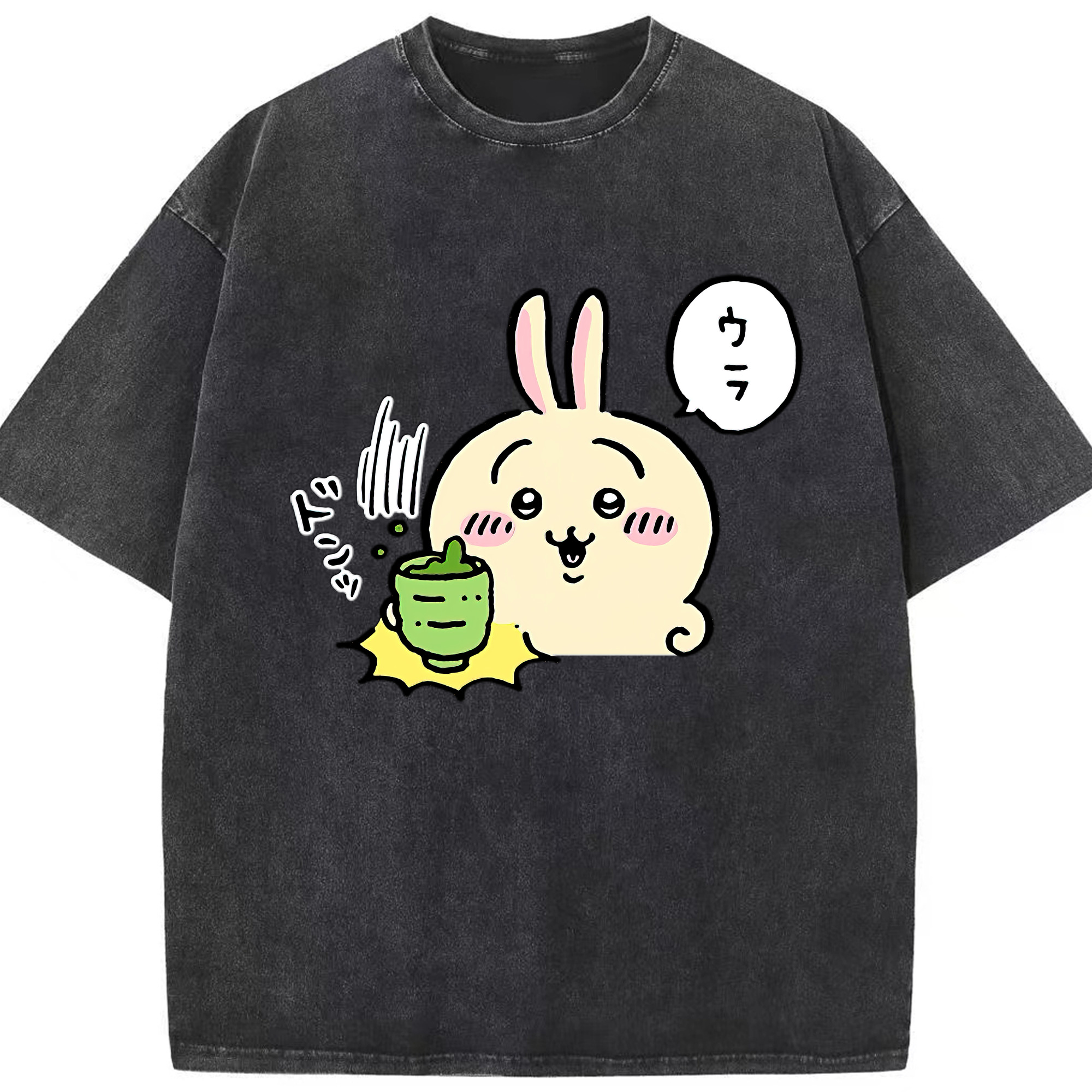 （画像用） ちいかわ うさぎ Chii-kawa usagi 綿100% ヴィンテージ風 半袖Tシャツ（フロントプリント）