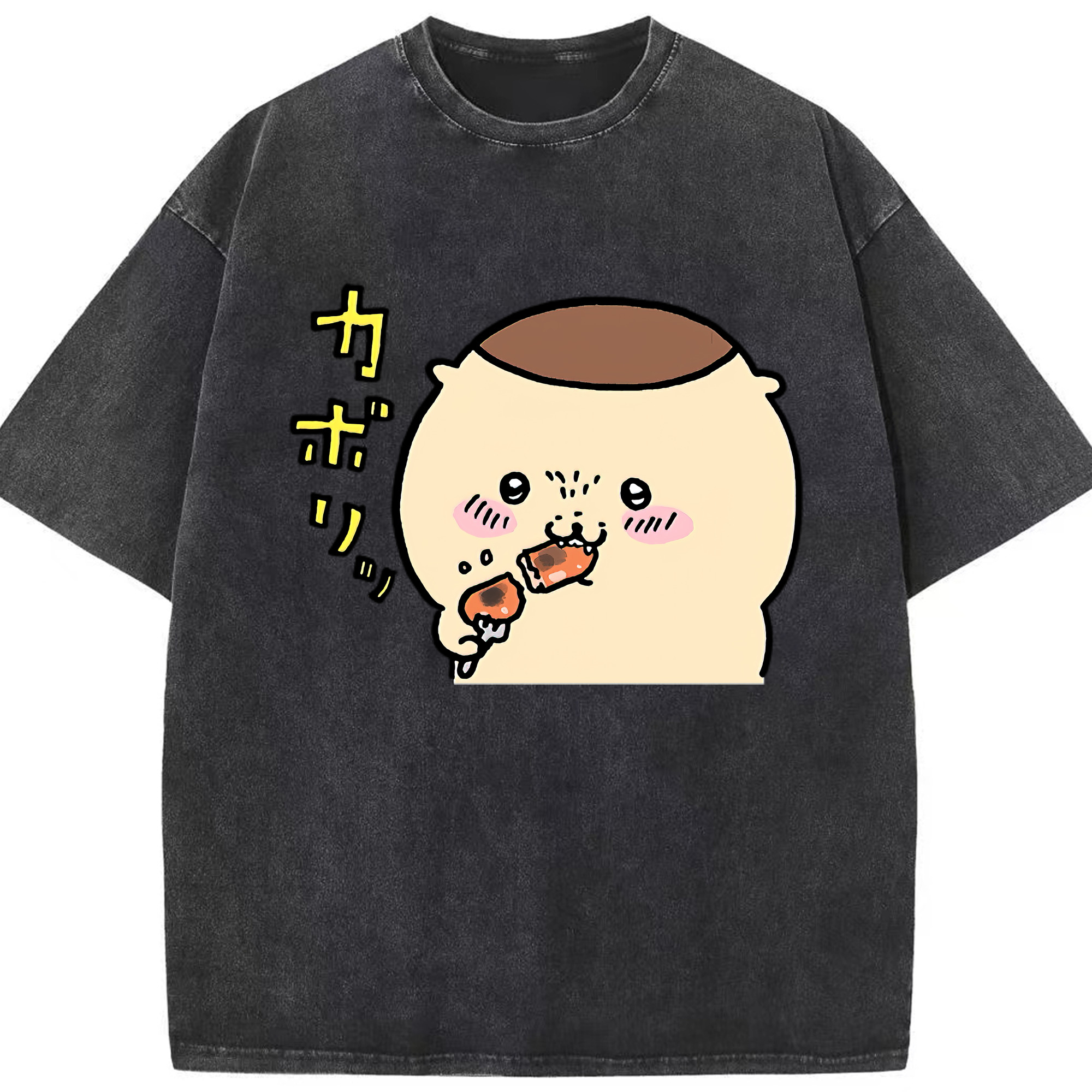 （画像用） ちいかわ くりまんじゅう Chii-kawa kuri manjū 綿100% ヴィンテージ風 半袖Tシャツ（フロントプリント）