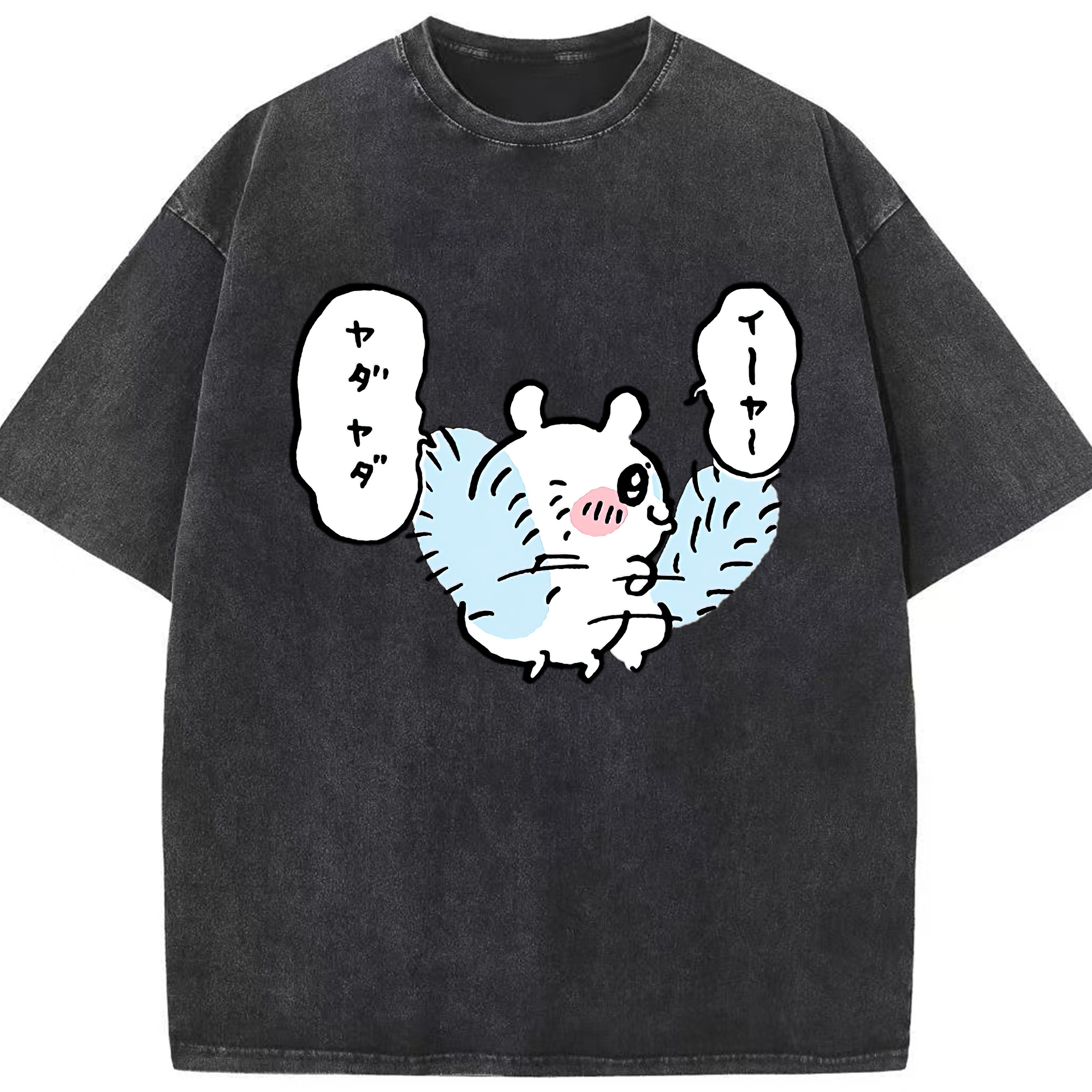 （画像用） ちいかわ モモンガ Chii-kawa Momonga 綿100% ヴィンテージ風 半袖Tシャツ（フロントプリント）