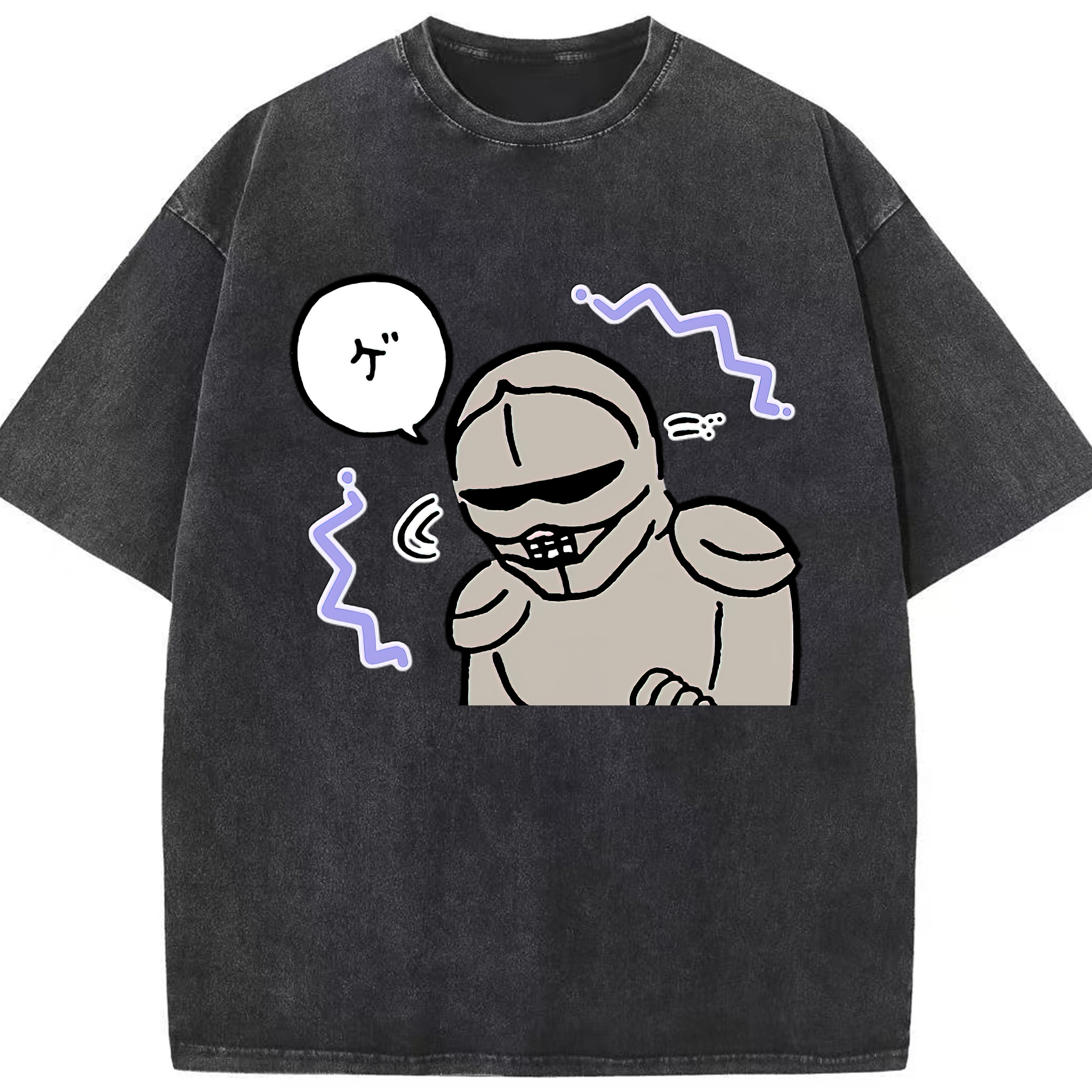 （画像用） ちいかわ 労働の鎧さん Chii-kawa Mr. Armor of Labor 綿100% ヴィンテージ風 半袖Tシャツ（フロントプリント）