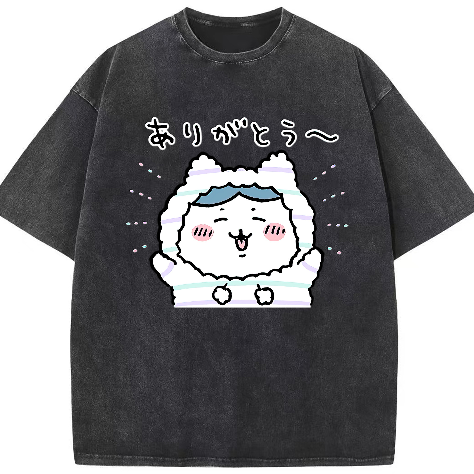 （画像用） ちいかわ ハチワレ Chii-kawa hachiware 綿100% ヴィンテージ風 半袖Tシャツ（フロントプリント）