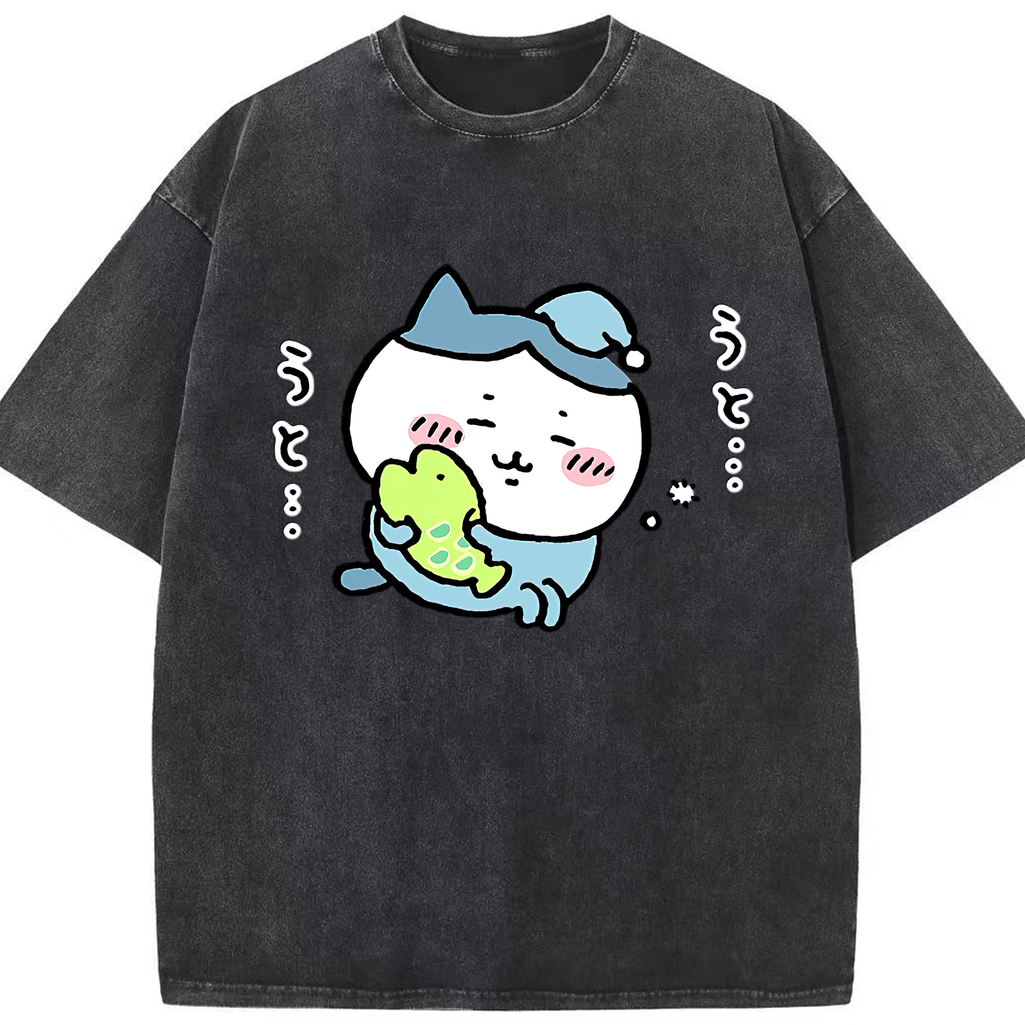 （画像用） ちいかわ ハチワレ Chii-kawa hachiware 綿100% ヴィンテージ風 半袖Tシャツ（フロントプリント）