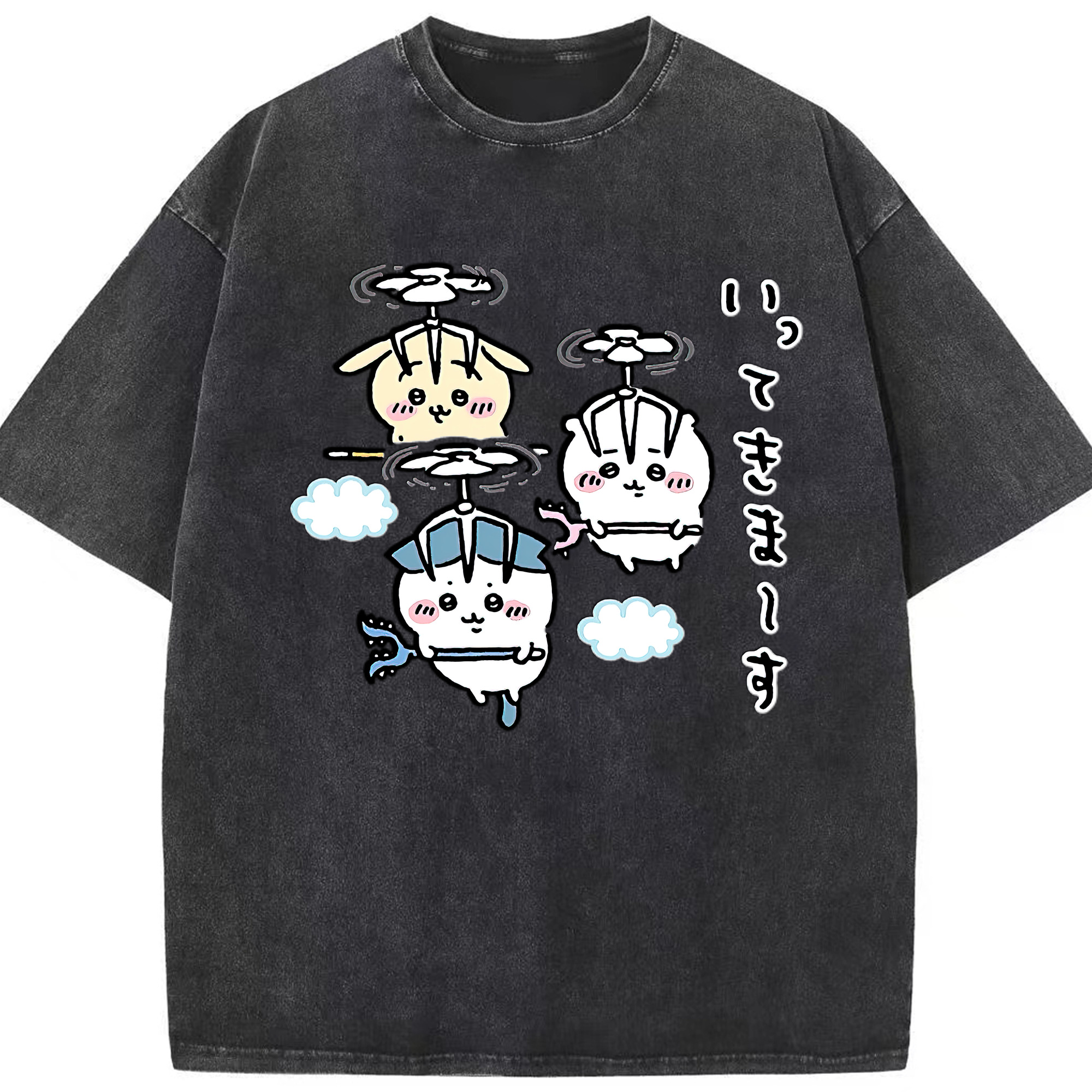 （画像用） ちいかわ ちいかわ Chii-kawa chiikawa 綿100% ヴィンテージ風 半袖Tシャツ（フロントプリント）