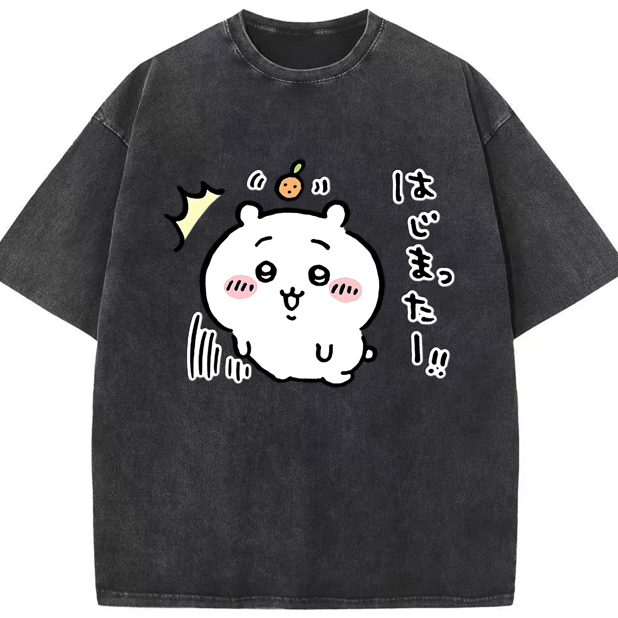 （画像用） ちいかわ ちいかわ Chii-kawa chiikawa 綿100% ヴィンテージ風 半袖Tシャツ（フロントプリント）