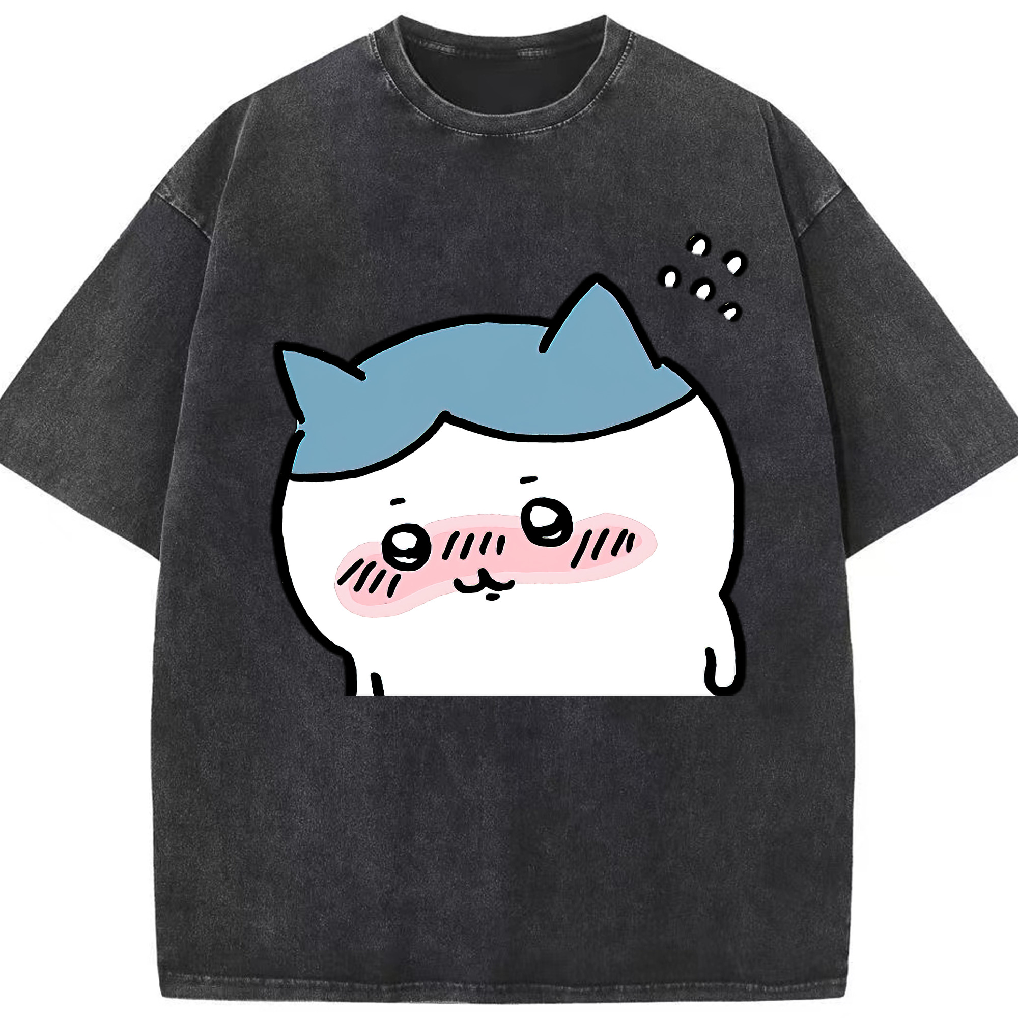 （画像用） ちいかわ ハチワレ Chii-kawa hachiware 綿100% ヴィンテージ風 半袖Tシャツ（フロントプリント）