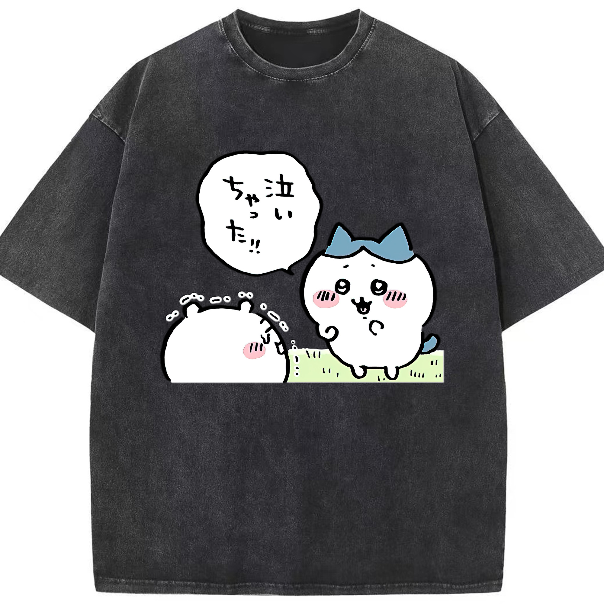 （画像用） ちいかわ ハチワレ Chii-kawa hachiware 綿100% ヴィンテージ風 半袖Tシャツ（フロントプリント）