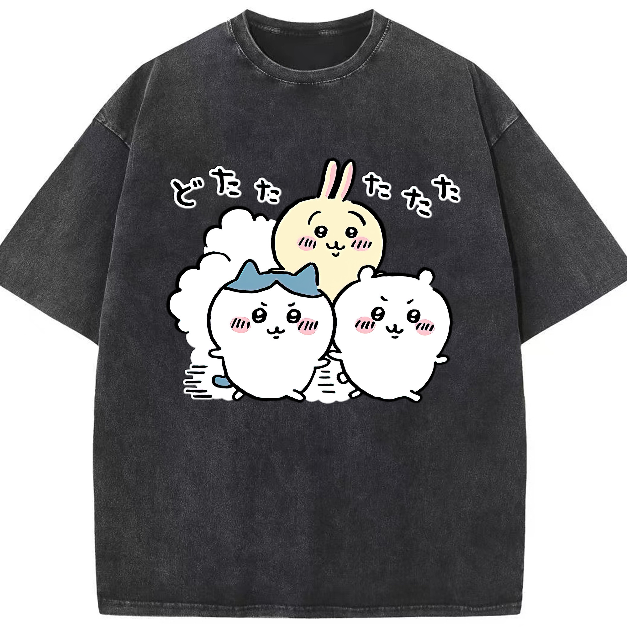 （画像用） ちいかわ ハチワレ Chii-kawa hachiware 綿100% ヴィンテージ風 半袖Tシャツ（フロントプリント）