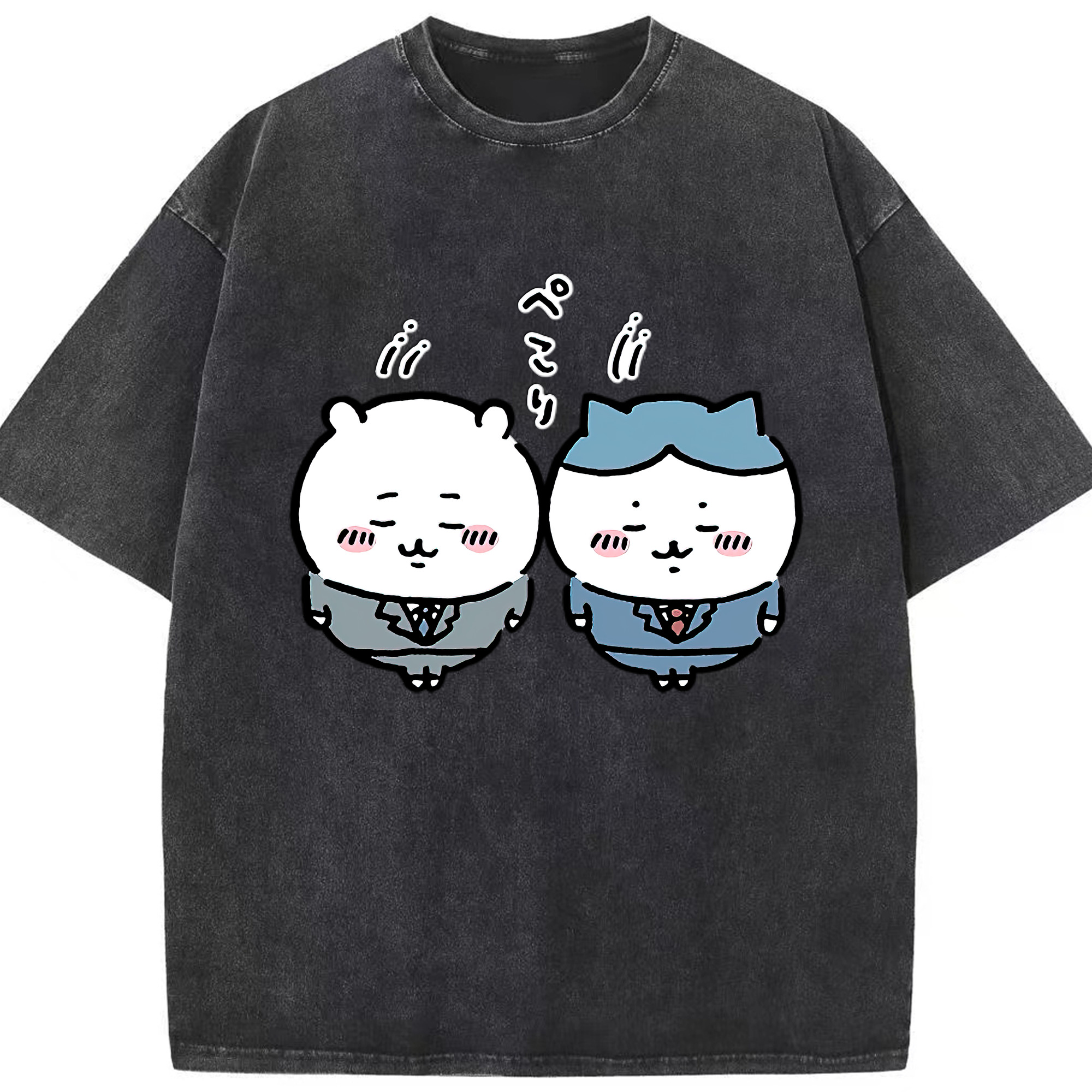 （画像用） ちいかわ ハチワレ Chii-kawa hachiware 綿100% ヴィンテージ風 半袖Tシャツ（フロントプリント）