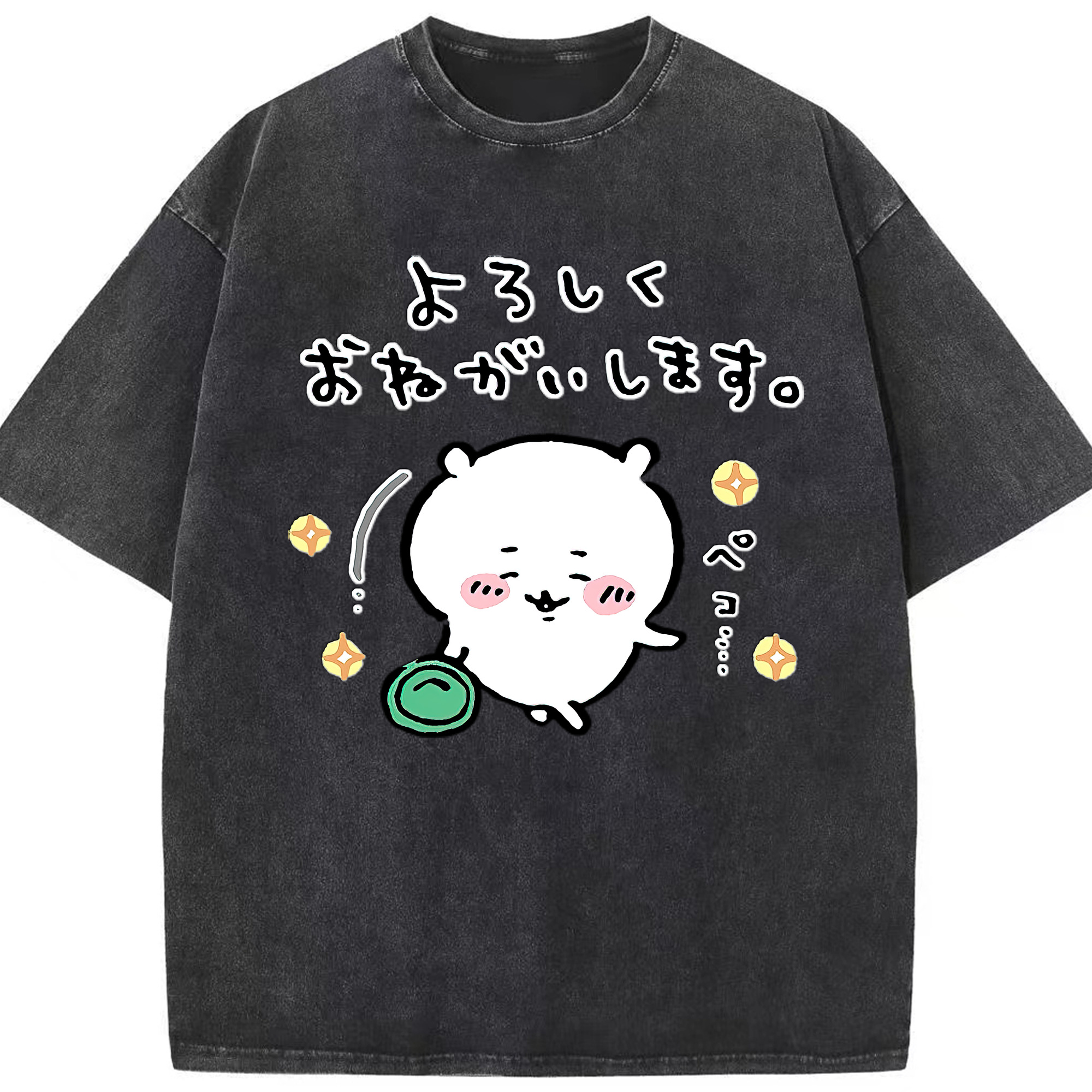 （画像用） ちいかわ ちいかわ Chii-kawa chiikawa 綿100% ヴィンテージ風 半袖Tシャツ（フロントプリント）