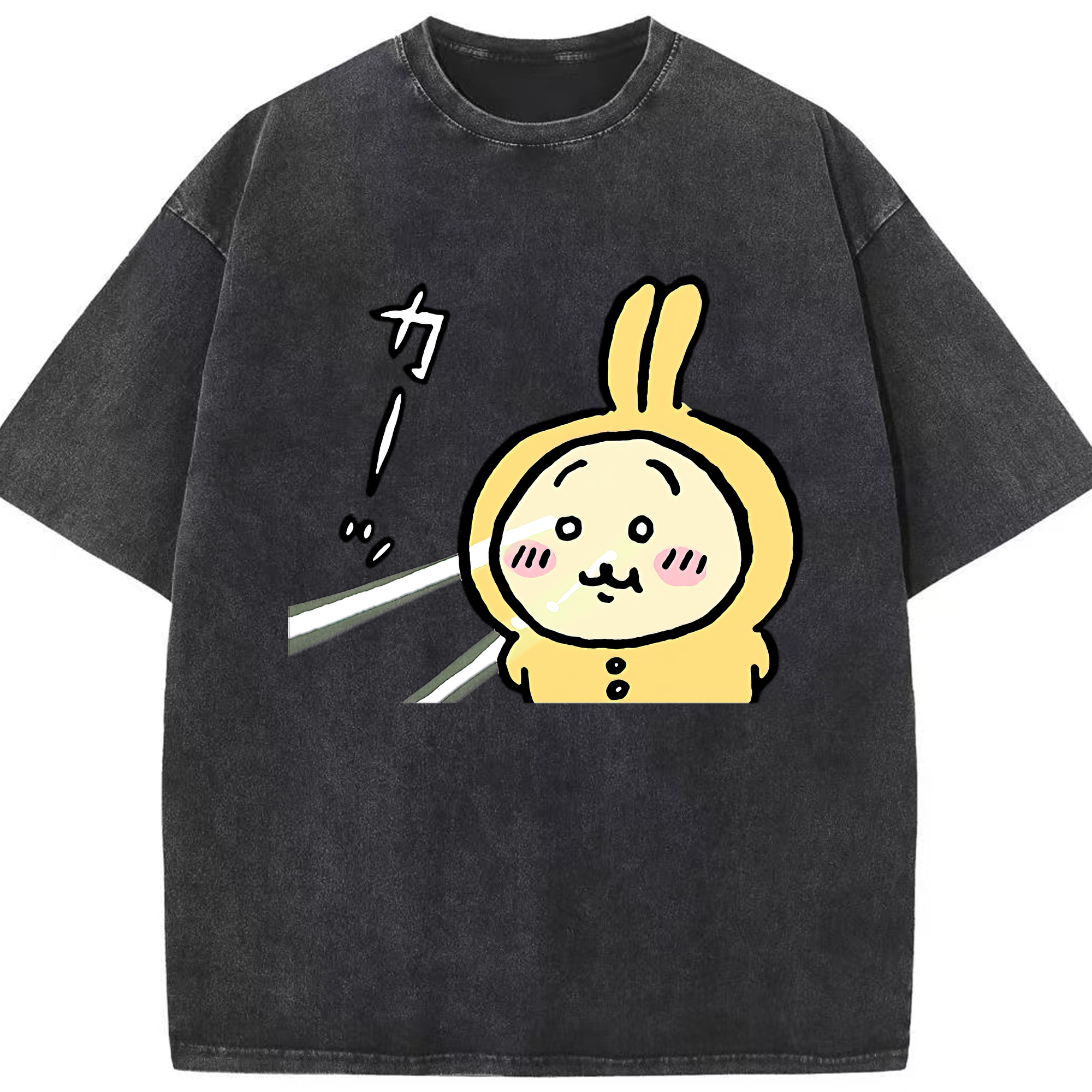 （画像用） ちいかわ うさぎ Chii-kawa usagi 綿100% ヴィンテージ風 半袖Tシャツ（フロントプリント）