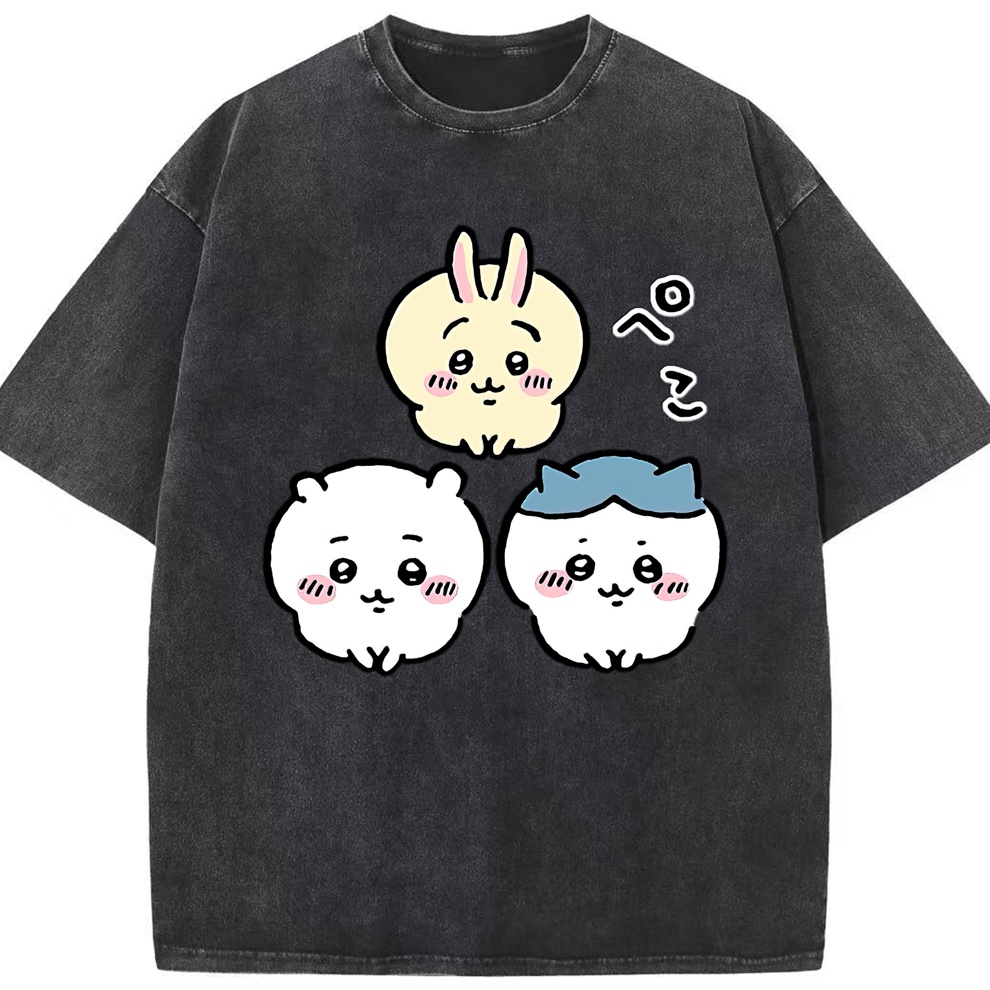 （画像用） ちいかわ うさぎ Chii-kawa usagi 綿100% ヴィンテージ風 半袖Tシャツ（フロントプリント）