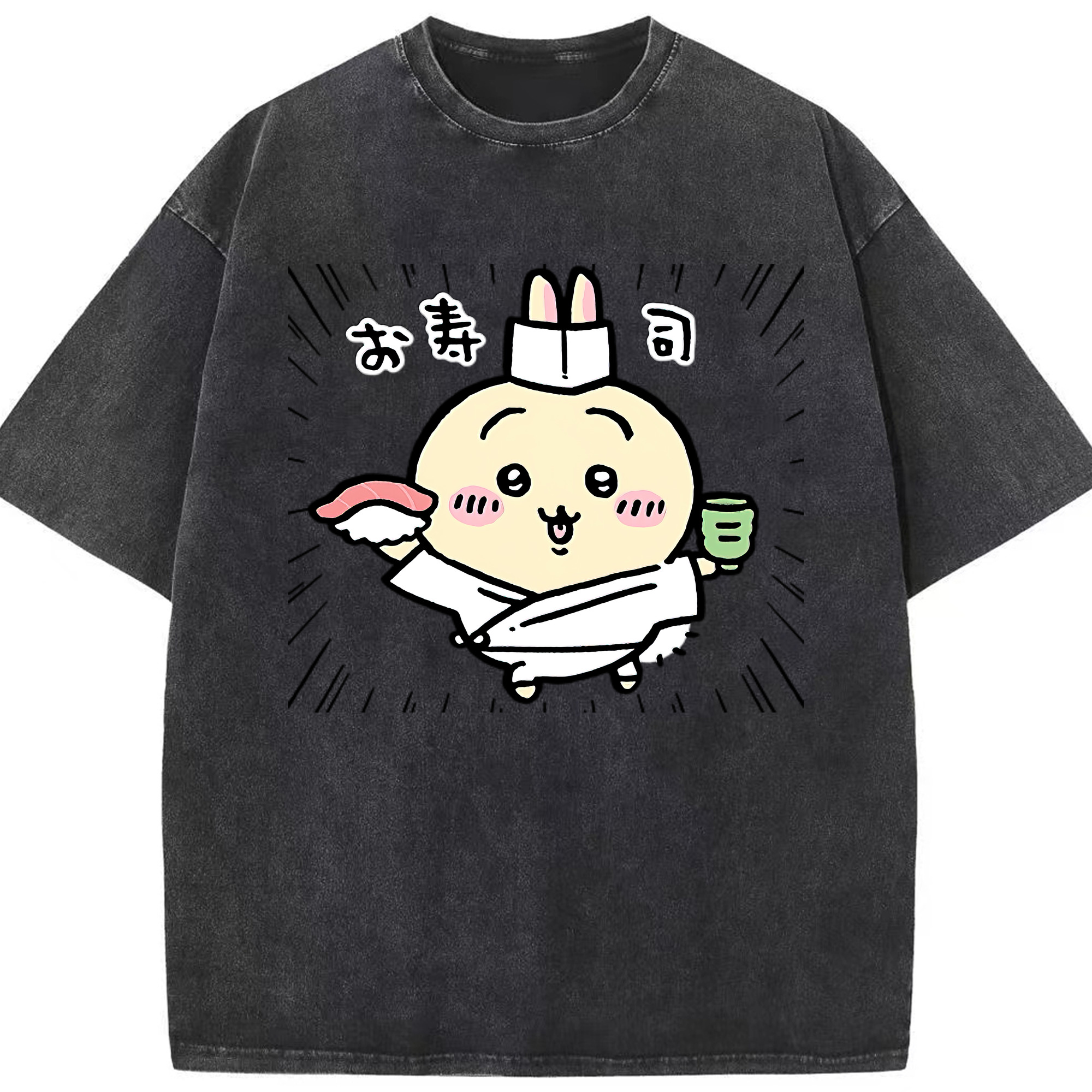 （画像用） ちいかわ うさぎ Chii-kawa usagi 綿100% ヴィンテージ風 半袖Tシャツ（フロントプリント）