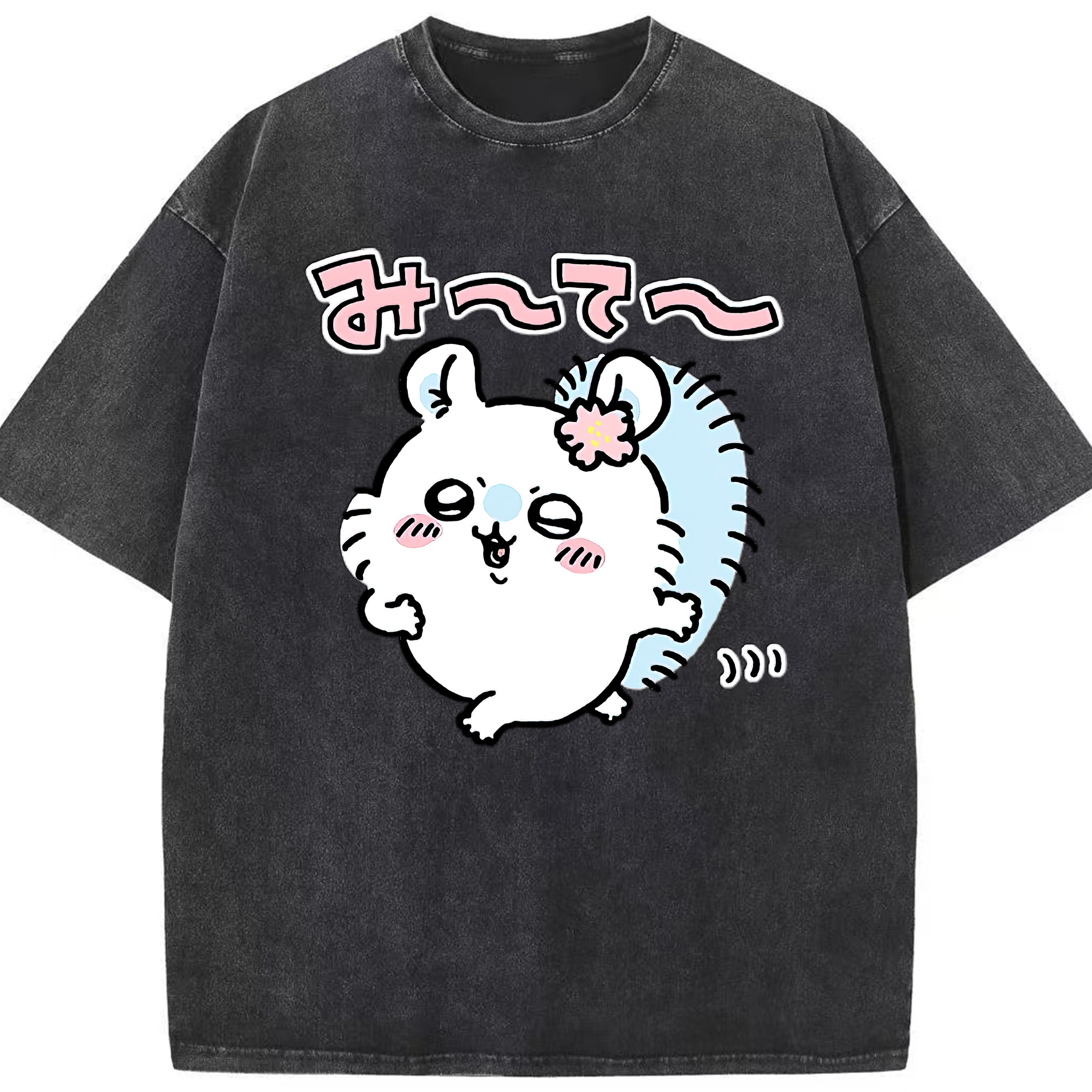 （画像用） ちいかわ モモンガ Chii-kawa Momonga 綿100% ヴィンテージ風 半袖Tシャツ（フロントプリント）