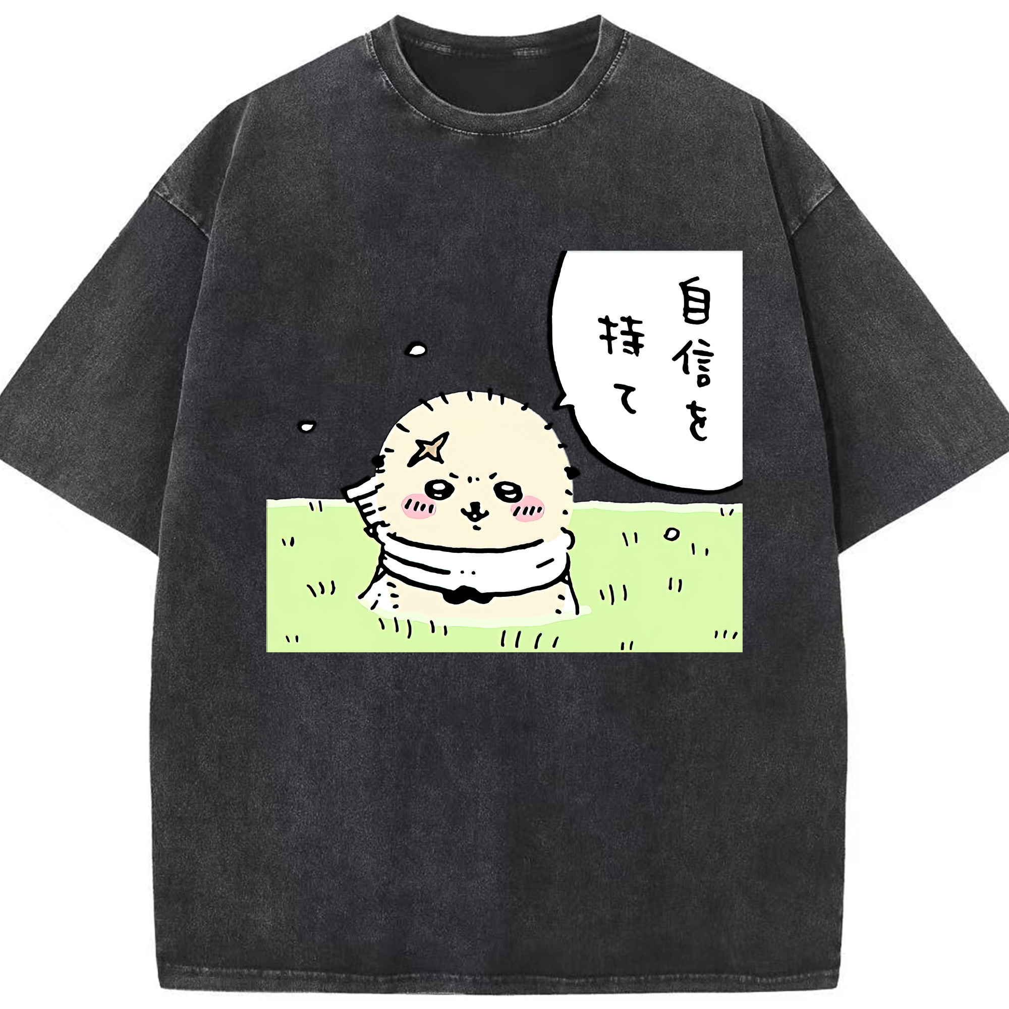 （画像用） ちいかわ ラッコ Chii-kawa Sea otter 綿100% ヴィンテージ風 半袖Tシャツ（フロントプリント）