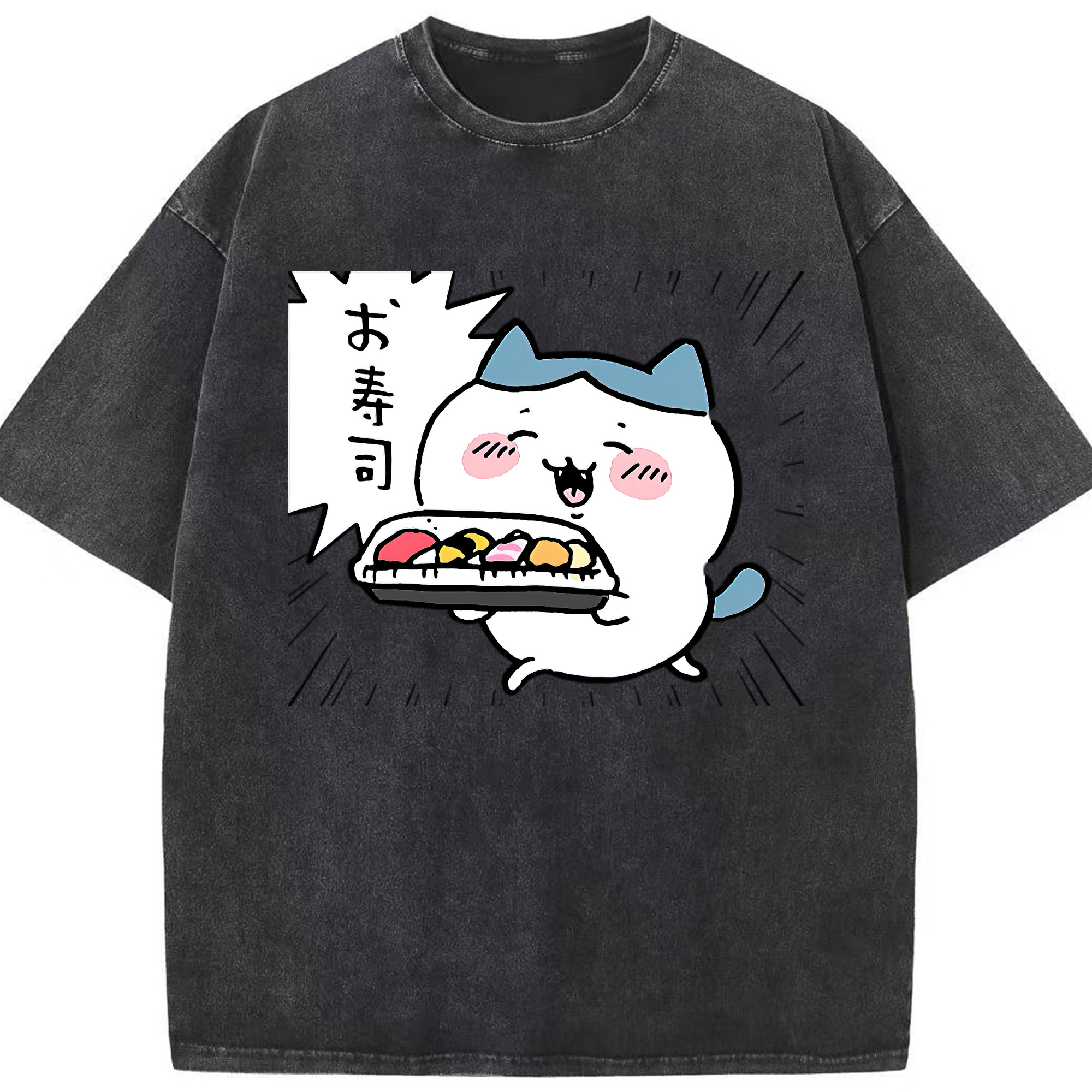 （画像用） ちいかわ ハチワレ Chii-kawa hachiware 綿100% ヴィンテージ風 半袖Tシャツ（フロントプリント）
