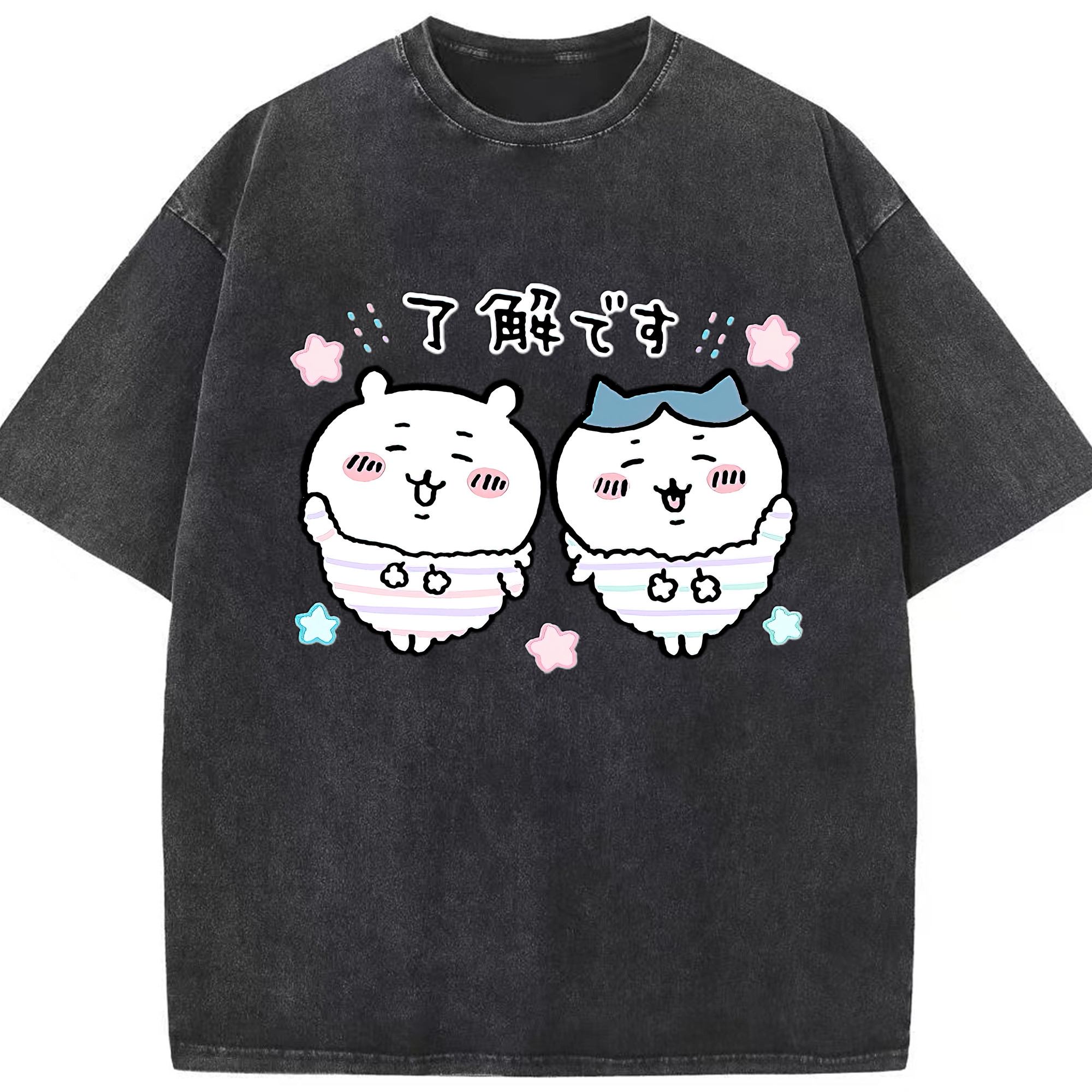 （画像用） ちいかわ ハチワレ Chii-kawa hachiware 綿100% ヴィンテージ風 半袖Tシャツ（フロントプリント）