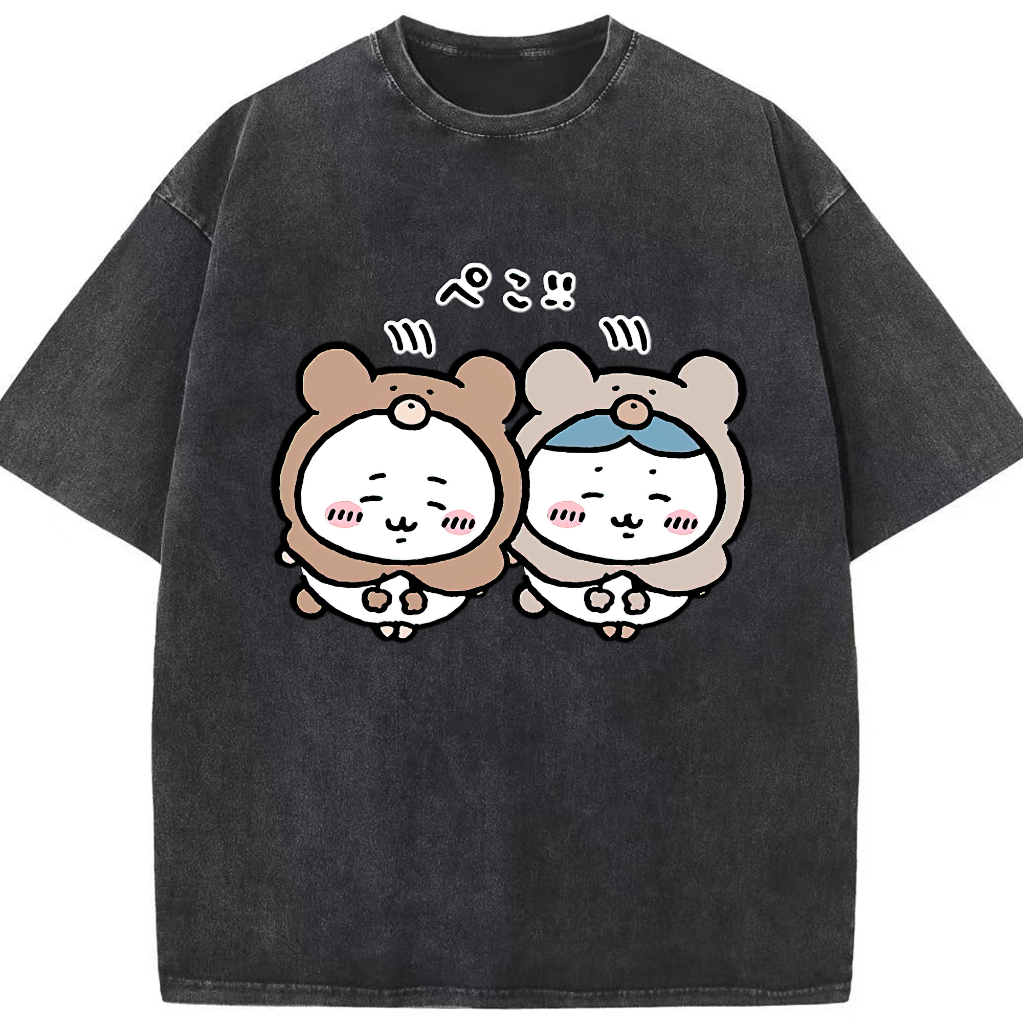 （画像用） ちいかわ ハチワレ Chii-kawa hachiware 綿100% ヴィンテージ風 半袖Tシャツ（フロントプリント）