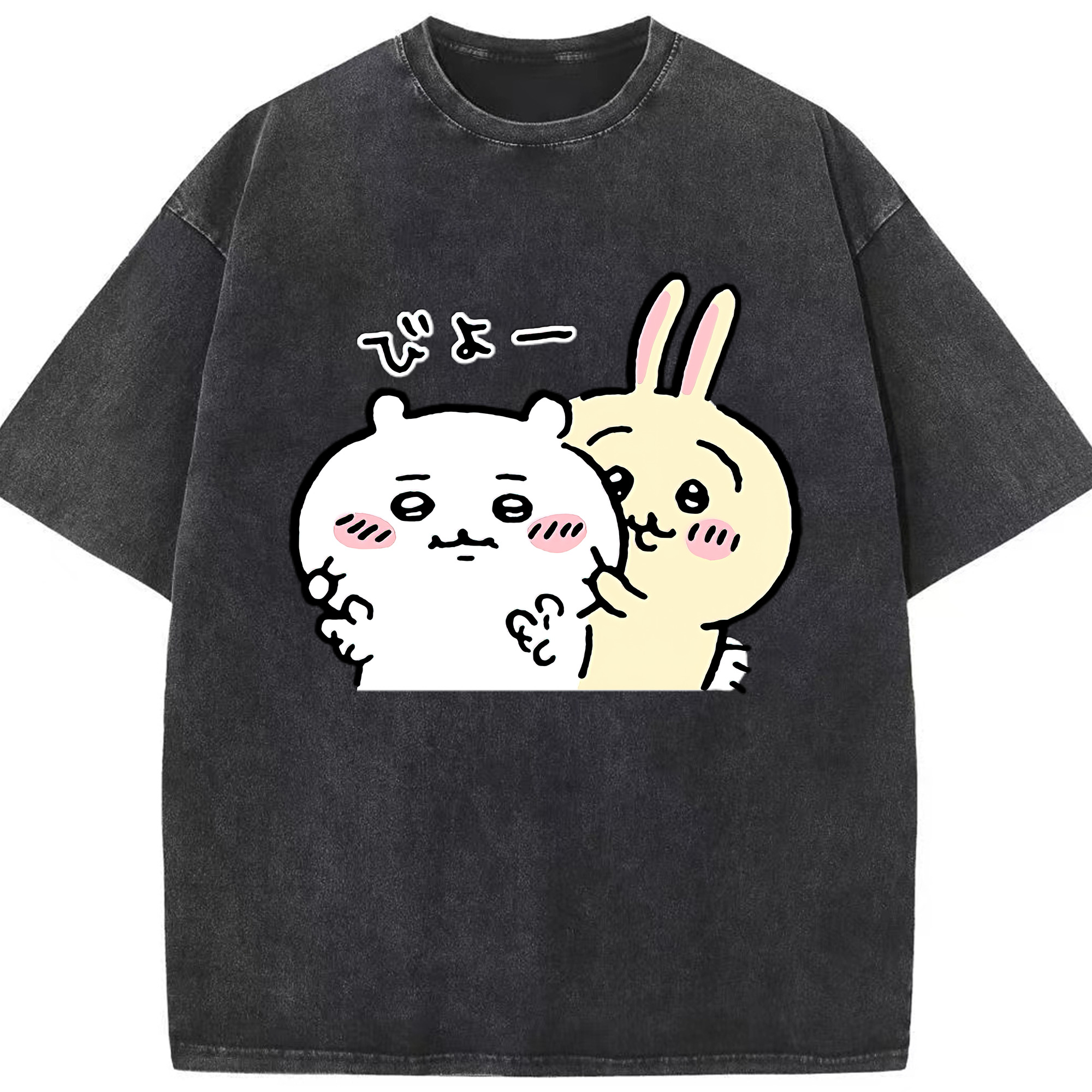 （画像用） ちいかわ うさぎ Chii-kawa usagi 綿100% ヴィンテージ風 半袖Tシャツ（フロントプリント）