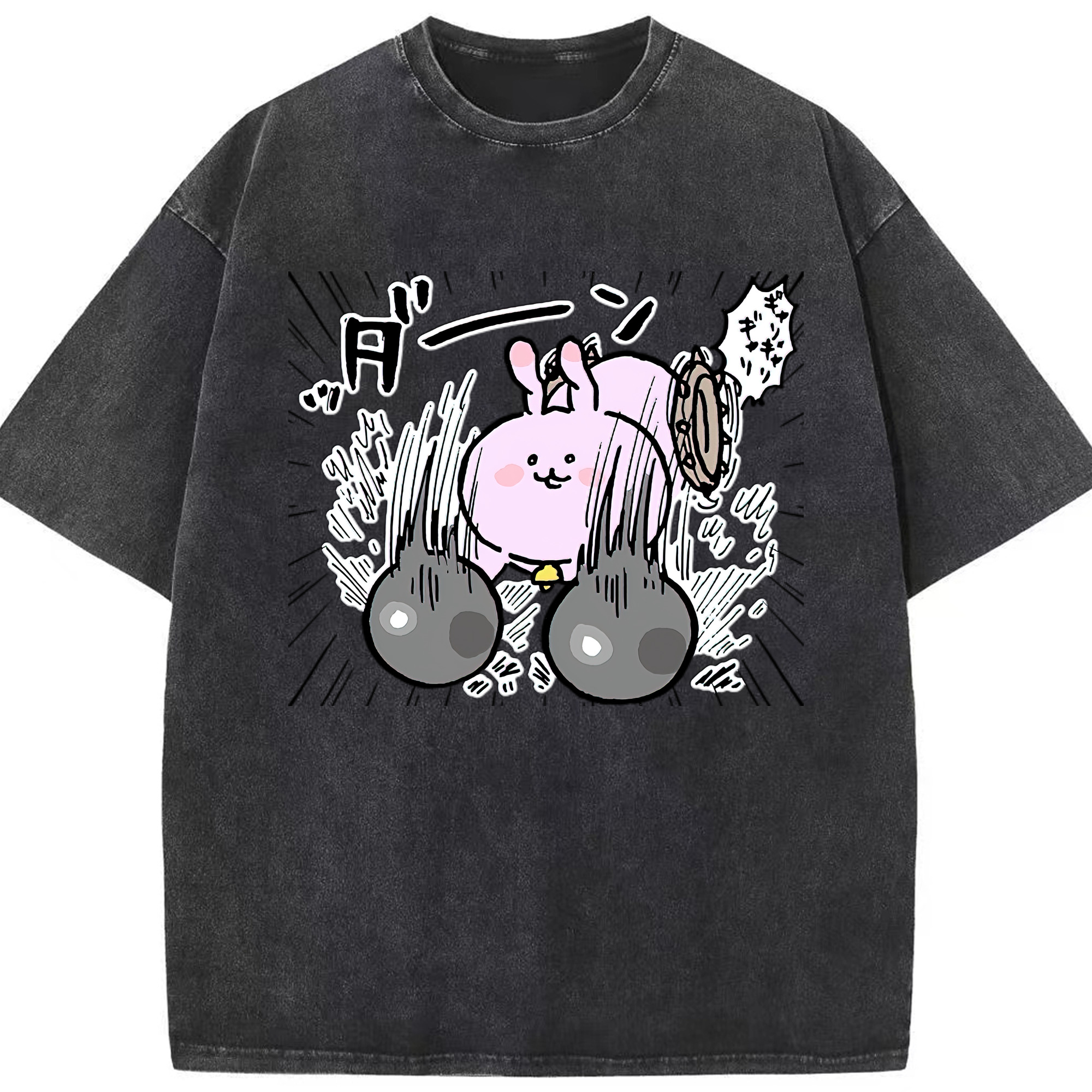 （画像用） ちいかわ うさぎ Chii-kawa usagi 綿100% ヴィンテージ風 半袖Tシャツ（フロントプリント）