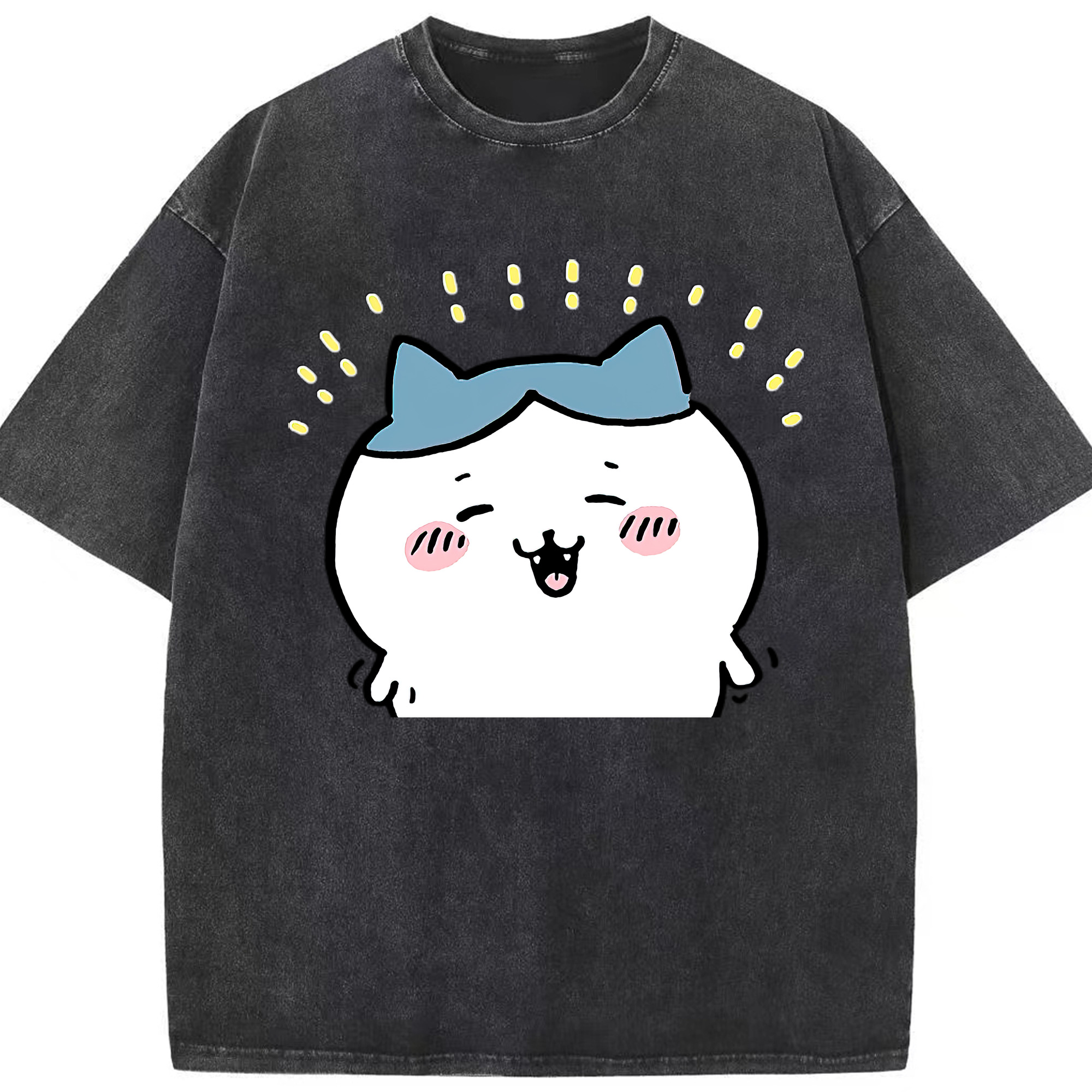 （画像用） ちいかわ ハチワレ Chii-kawa hachiware 綿100% ヴィンテージ風 半袖Tシャツ（フロントプリント）