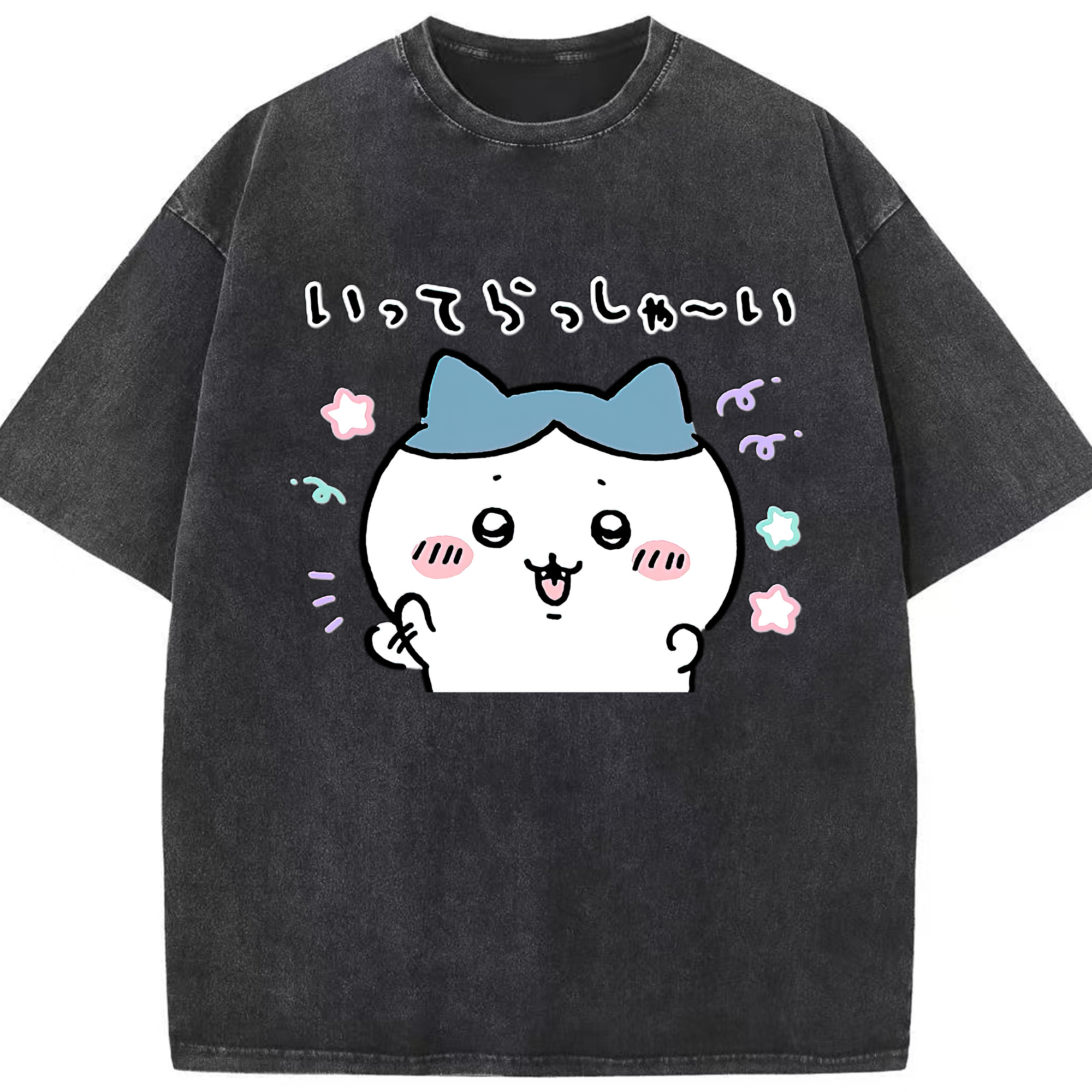 （画像用） ちいかわ ハチワレ Chii-kawa hachiware 綿100% ヴィンテージ風 半袖Tシャツ（フロントプリント）