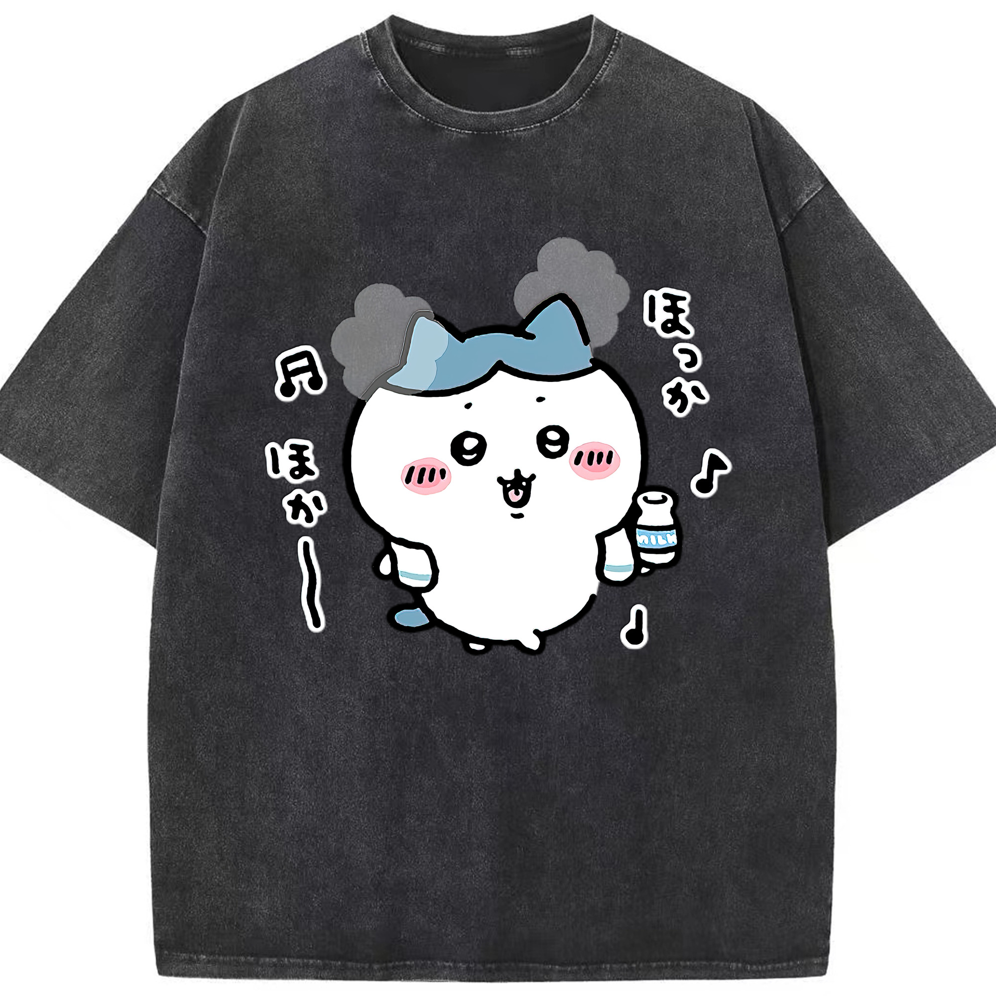 （画像用） ちいかわ ハチワレ Chii-kawa hachiware 綿100% ヴィンテージ風 半袖Tシャツ（フロントプリント）