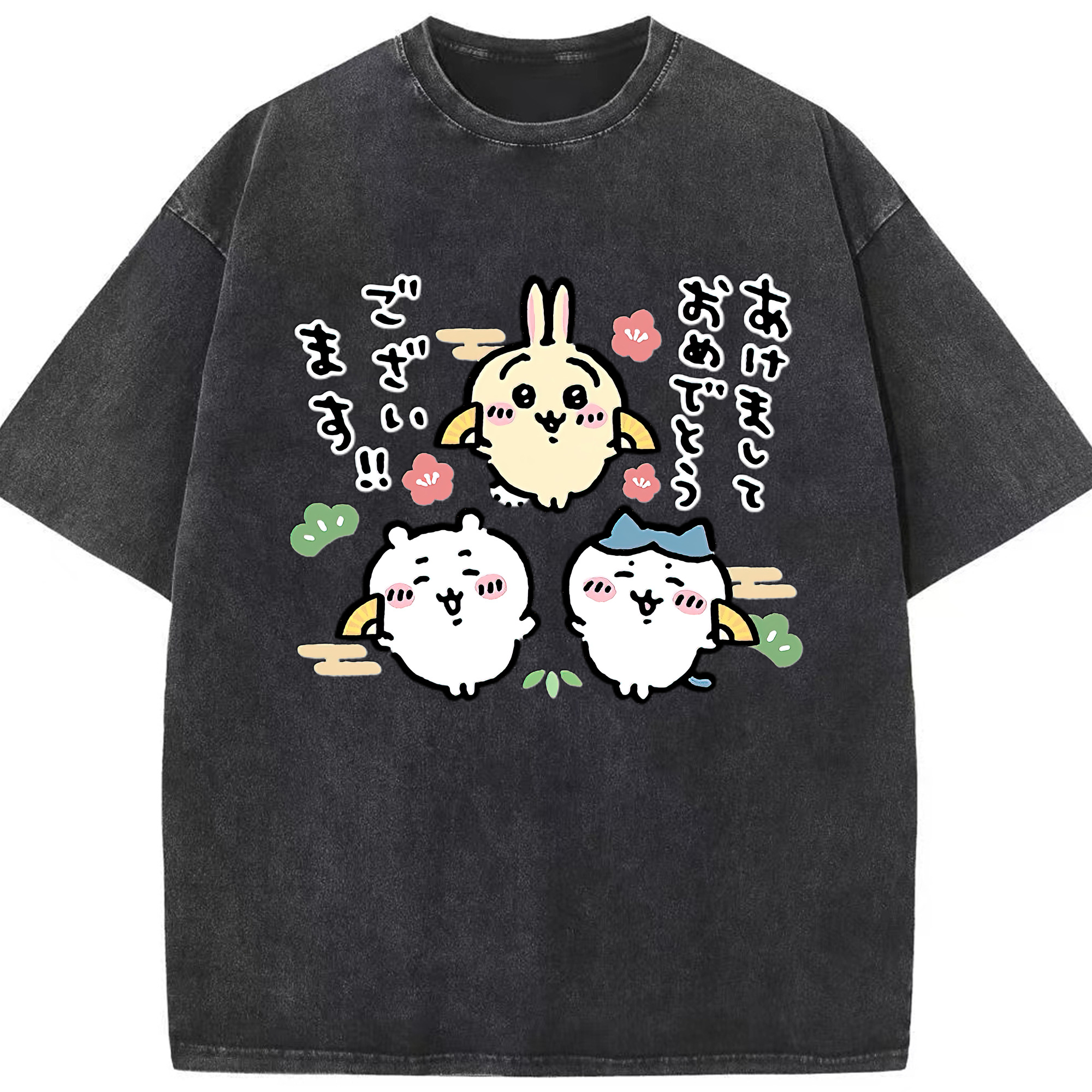 （画像用） ちいかわ ちいかわ Chii-kawa chiikawa 綿100% ヴィンテージ風 半袖Tシャツ（フロントプリント）