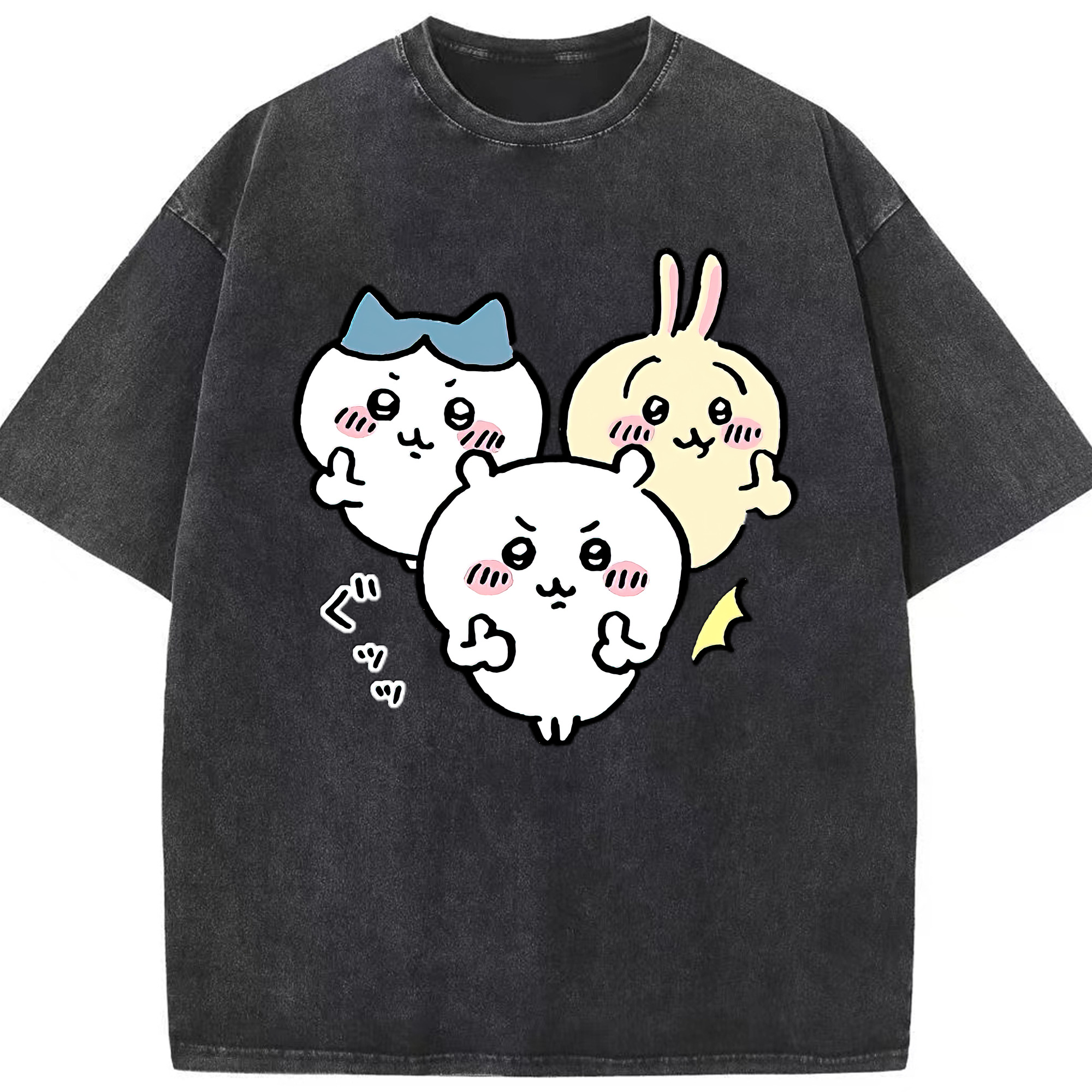 （画像用） ちいかわ うさぎ Chii-kawa usagi 綿100% ヴィンテージ風 半袖Tシャツ（フロントプリント）