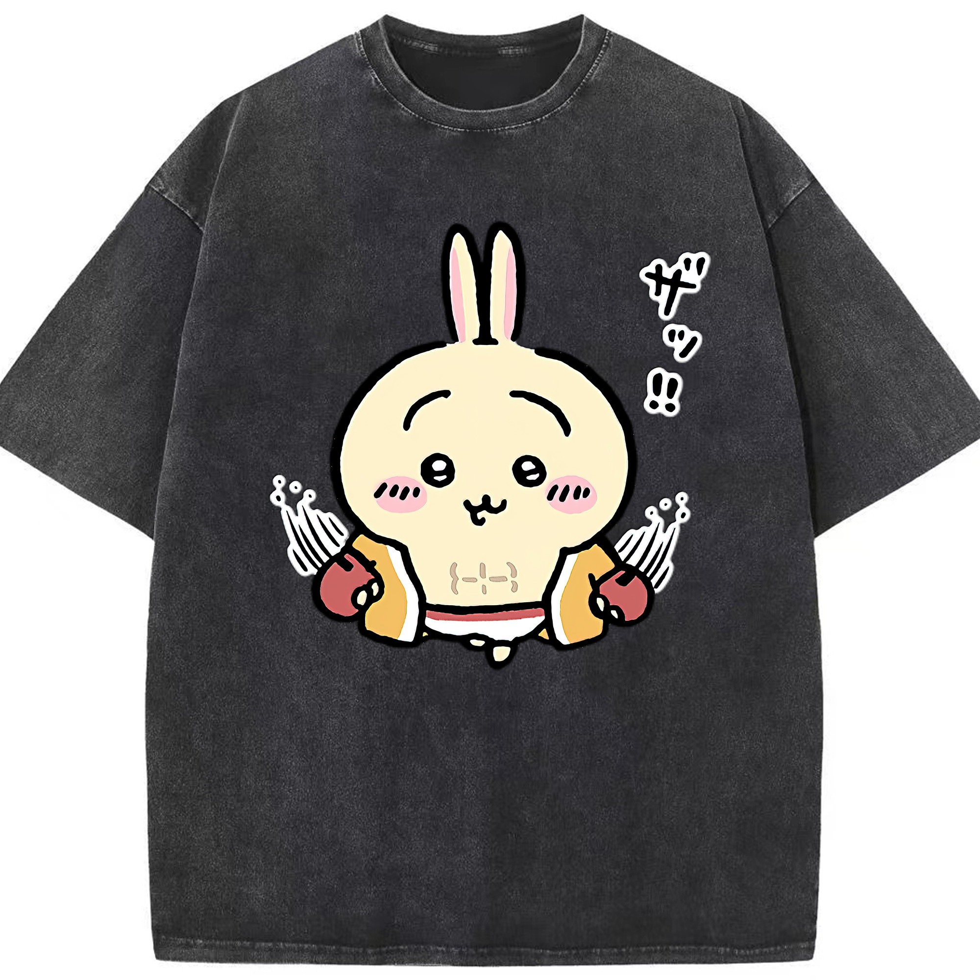 （画像用） ちいかわ うさぎ Chii-kawa usagi 綿100% ヴィンテージ風 半袖Tシャツ（フロントプリント）