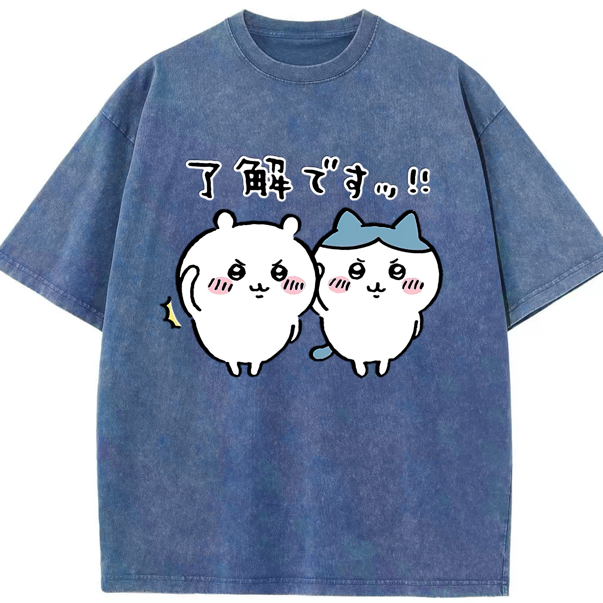 （画像用） ちいかわ ハチワレ Chii-kawa hachiware 綿100% ヴィンテージ風 半袖Tシャツ（フロントプリント）