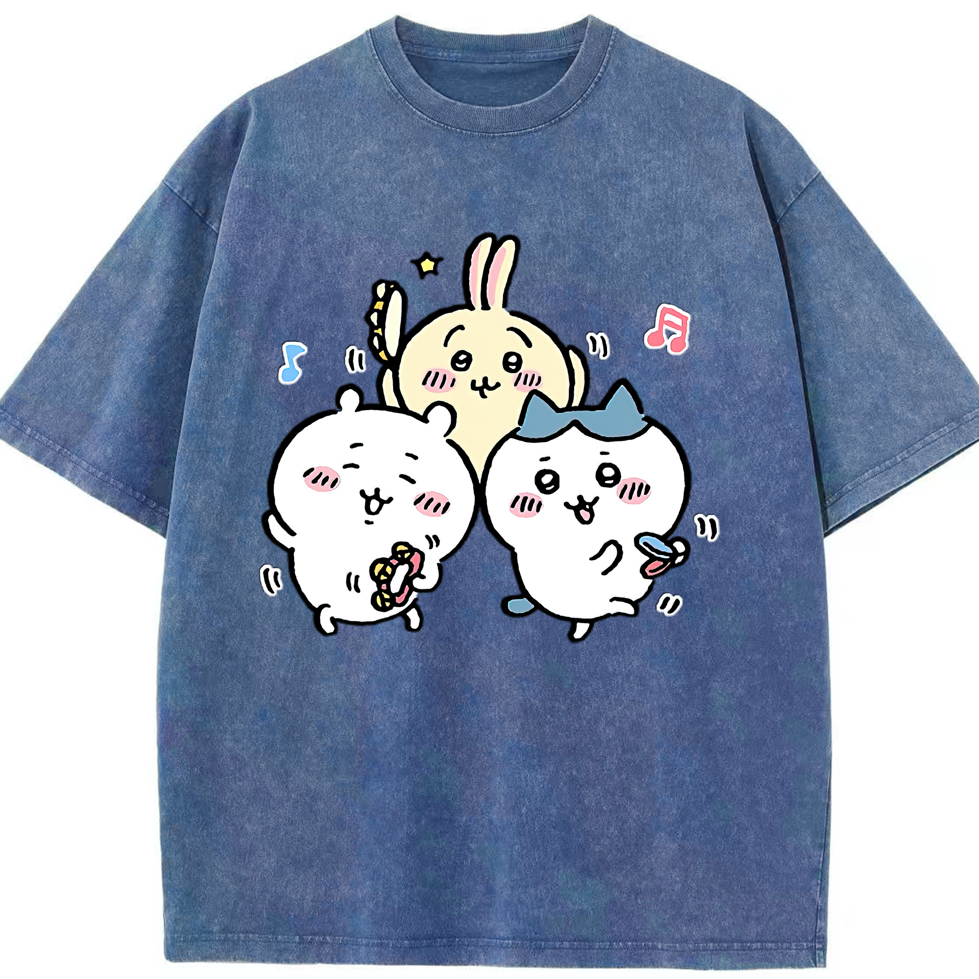 （画像用） ちいかわ ハチワレ Chii-kawa hachiware 綿100% ヴィンテージ風 半袖Tシャツ（フロントプリント）