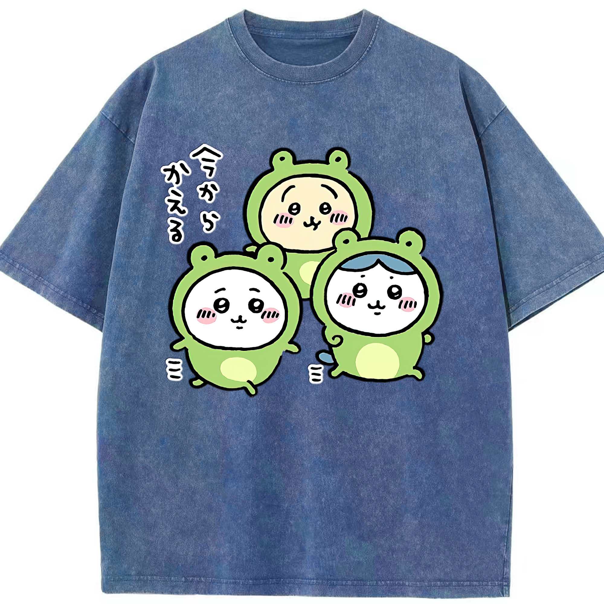 （画像用） ちいかわ ハチワレ Chii-kawa hachiware 綿100% ヴィンテージ風 半袖Tシャツ（フロントプリント）