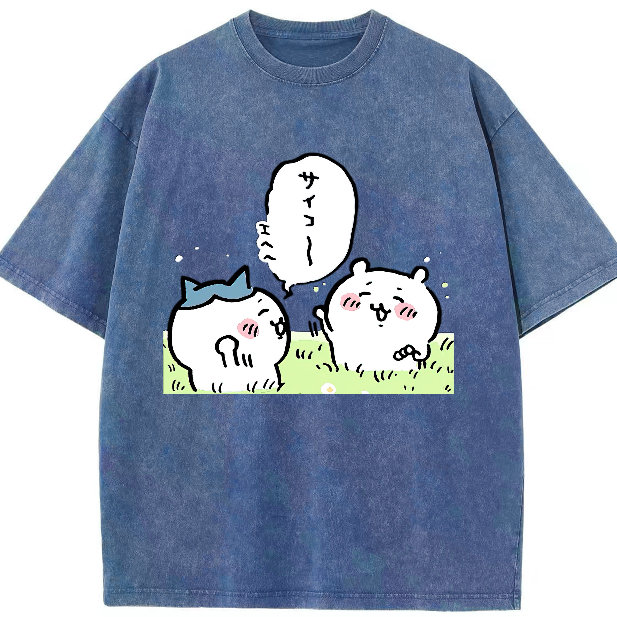 （画像用） ちいかわ ちいかわ Chii-kawa chiikawa 綿100% ヴィンテージ風 半袖Tシャツ（フロントプリント）