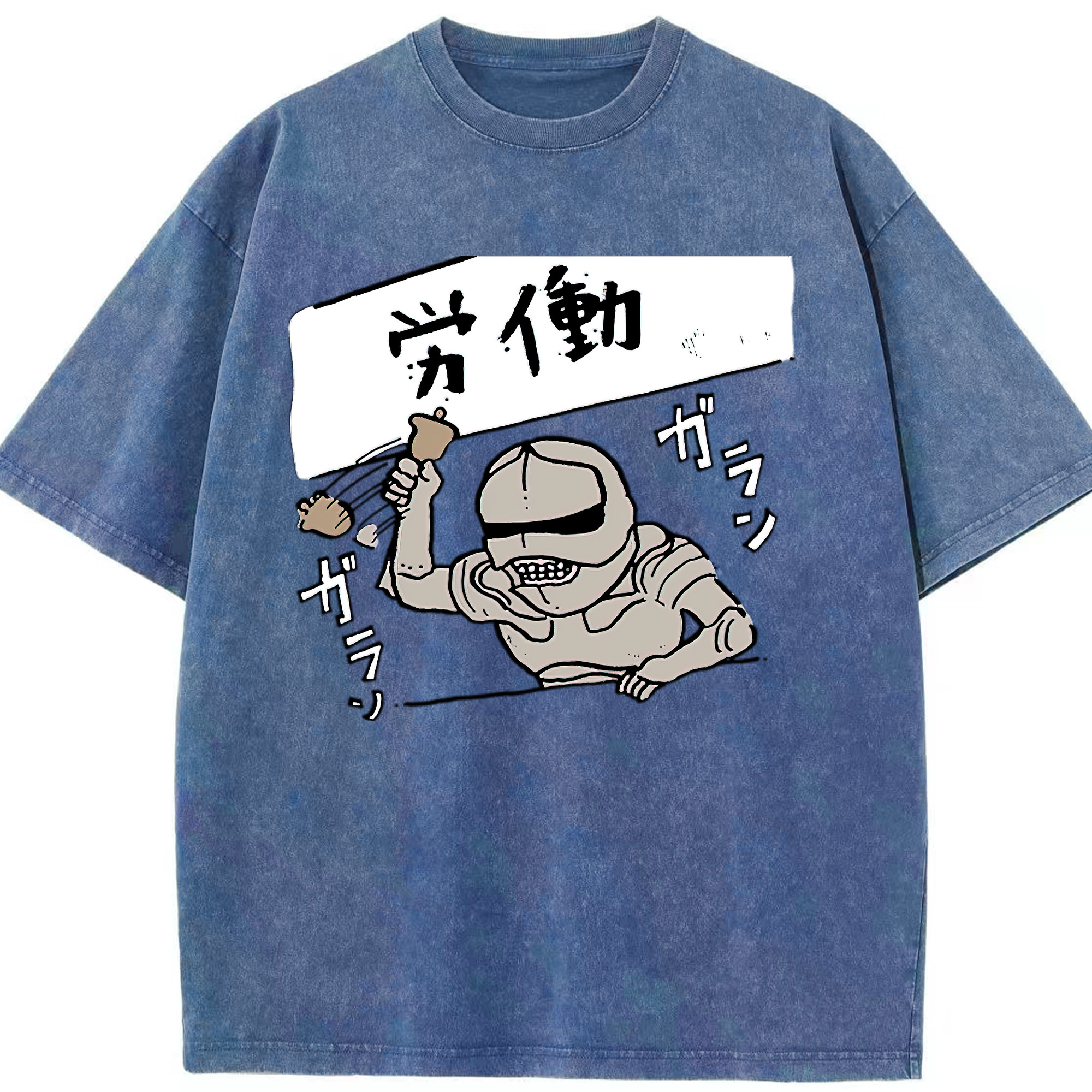 （画像用） ちいかわ 労働の鎧さん Chii-kawa Mr. Armor of Labor 綿100% ヴィンテージ風 半袖Tシャツ（フロントプリント）