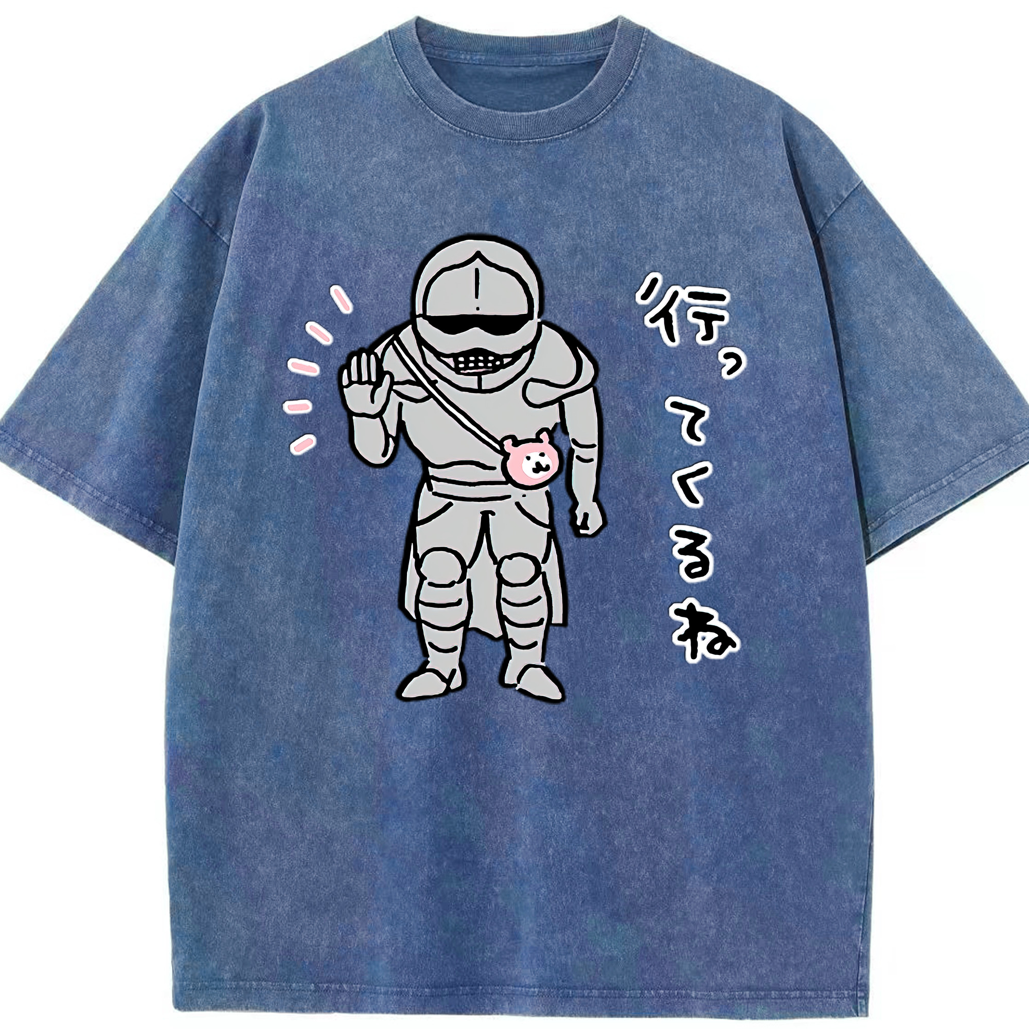 （画像用） ちいかわ 労働の鎧さん Chii-kawa Mr. Armor of Labor 綿100% ヴィンテージ風 半袖Tシャツ（フロントプリント）
