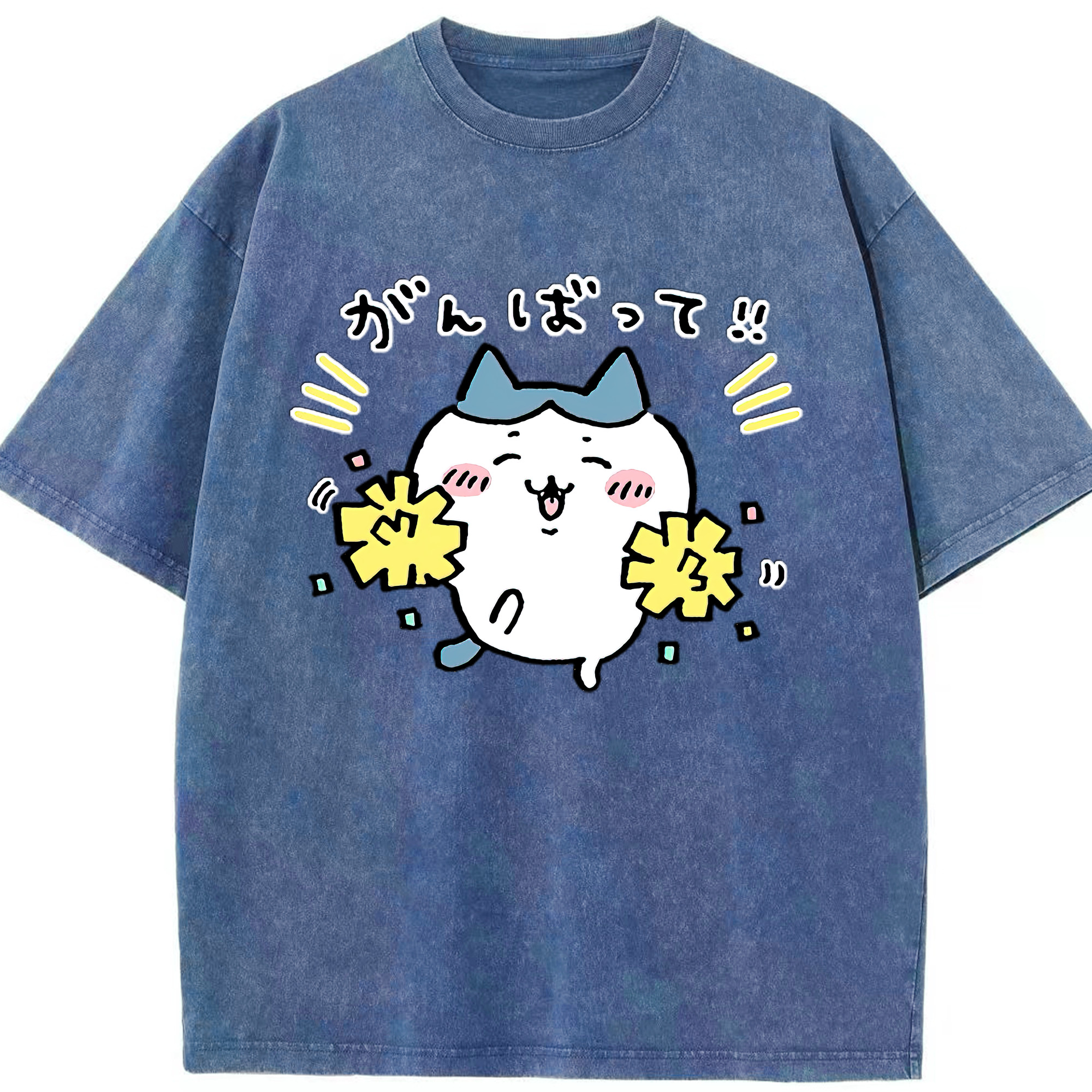 （画像用） ちいかわ ハチワレ Chii-kawa hachiware 綿100% ヴィンテージ風 半袖Tシャツ（フロントプリント）
