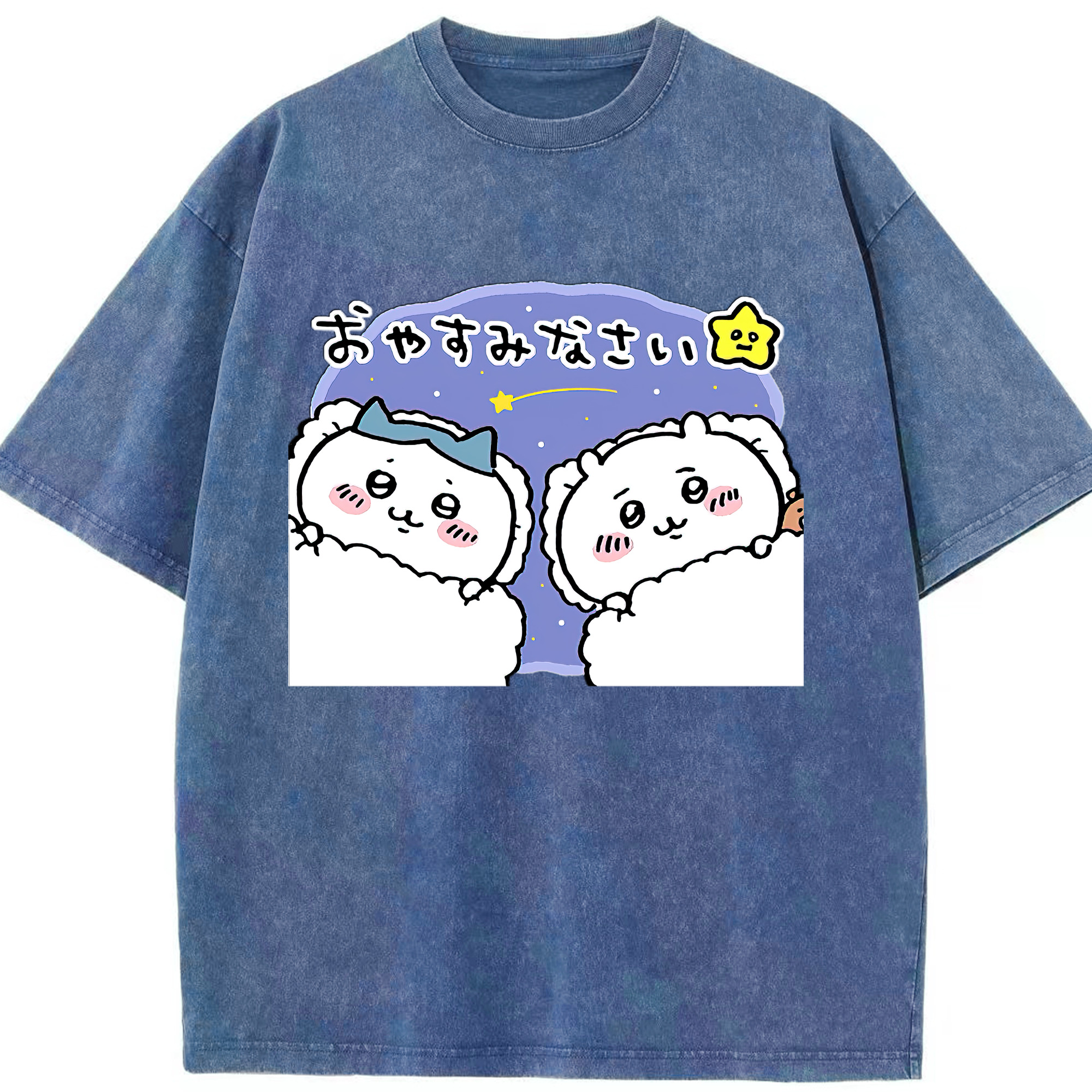 （画像用） ちいかわ ハチワレ Chii-kawa hachiware 綿100% ヴィンテージ風 半袖Tシャツ（フロントプリント）